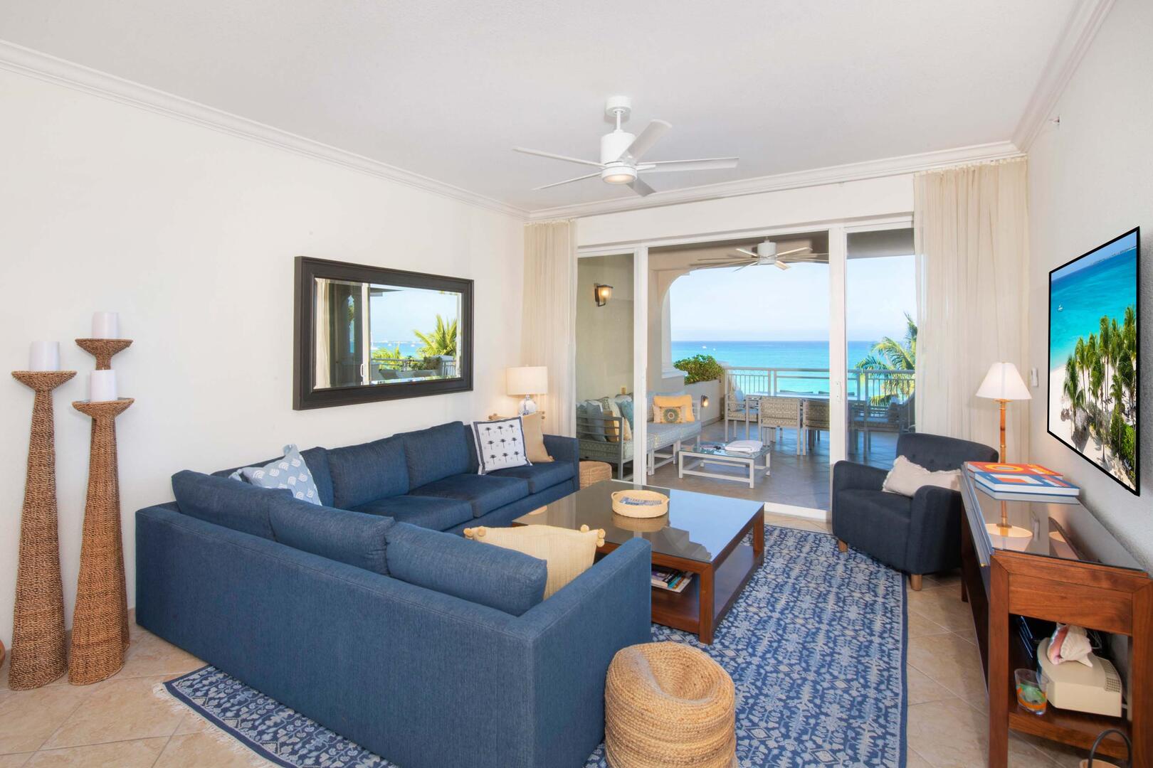 Living area with access to balcony.