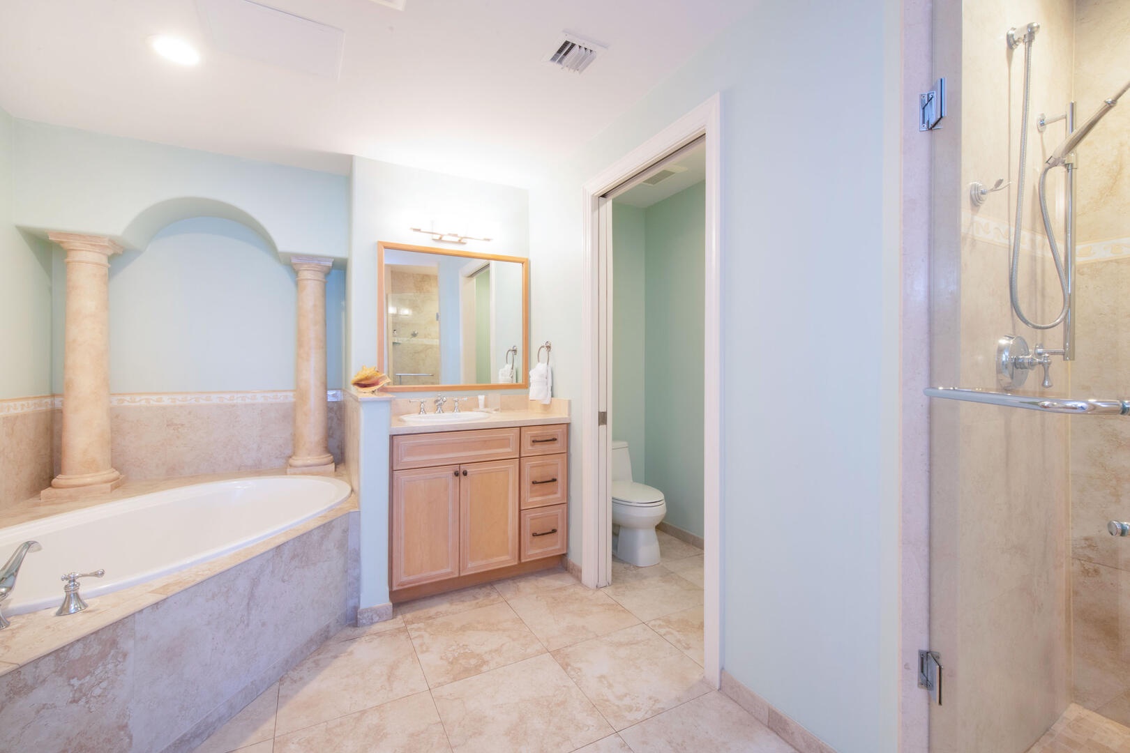 Primary ensuite with shower.