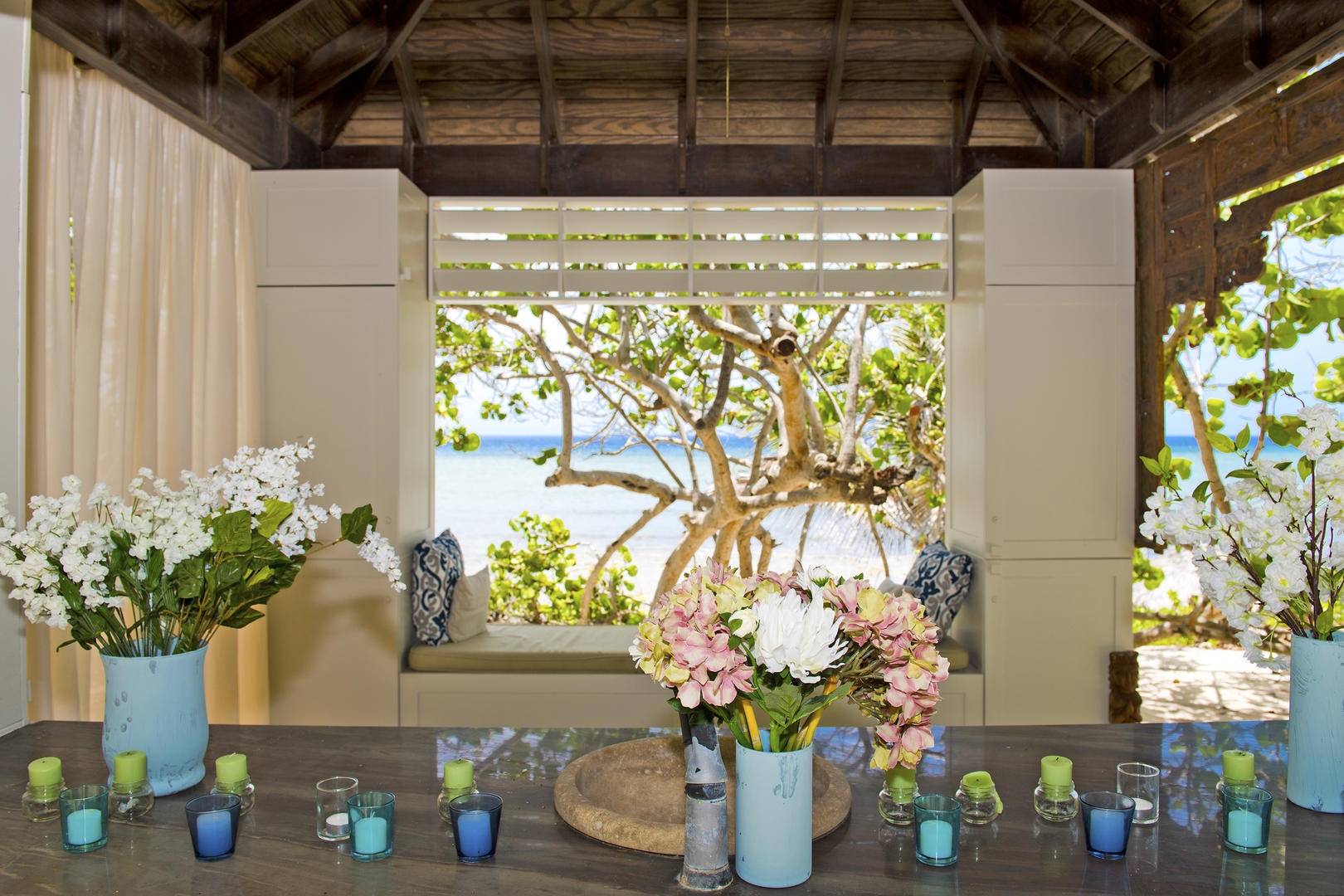 Beautiful inspiration cabana with a lounger that makes a perfect reading nook.