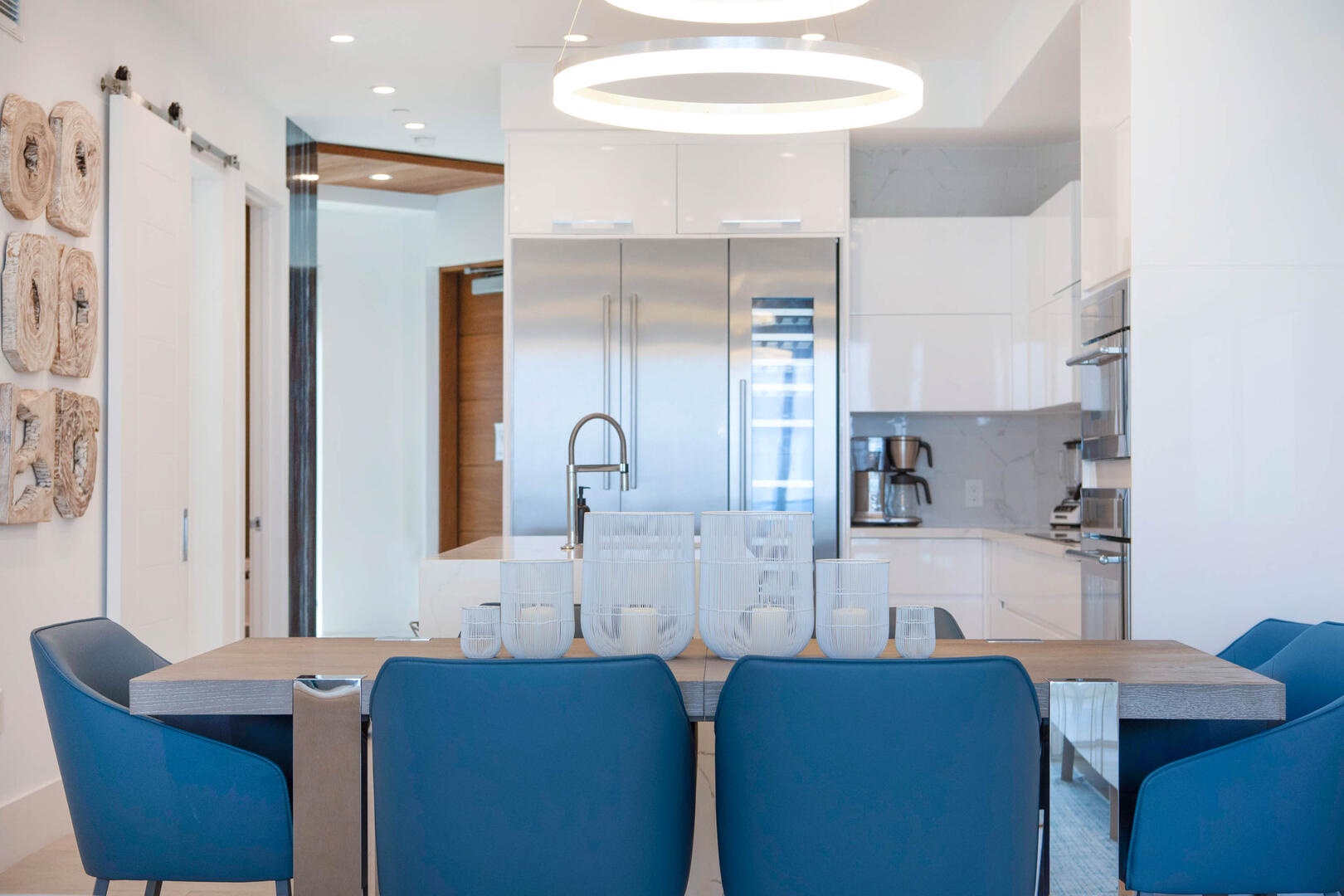 Formal dining table with seating for 6.