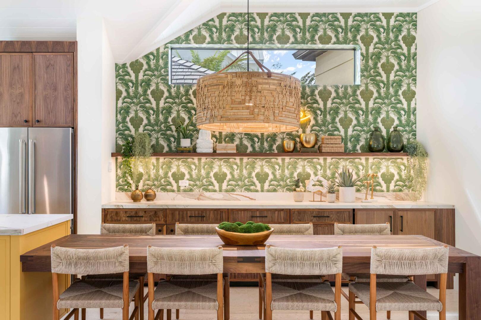 Dining table with seating for 8.