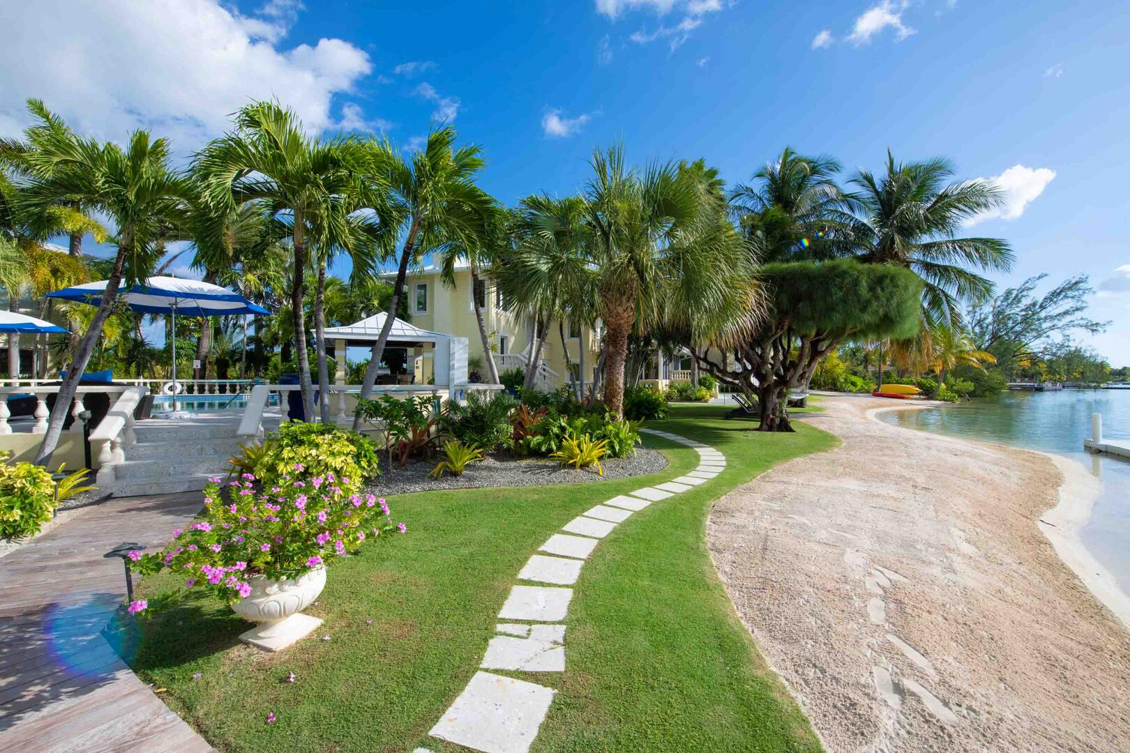 Beachfront and pathway to the pool deck.