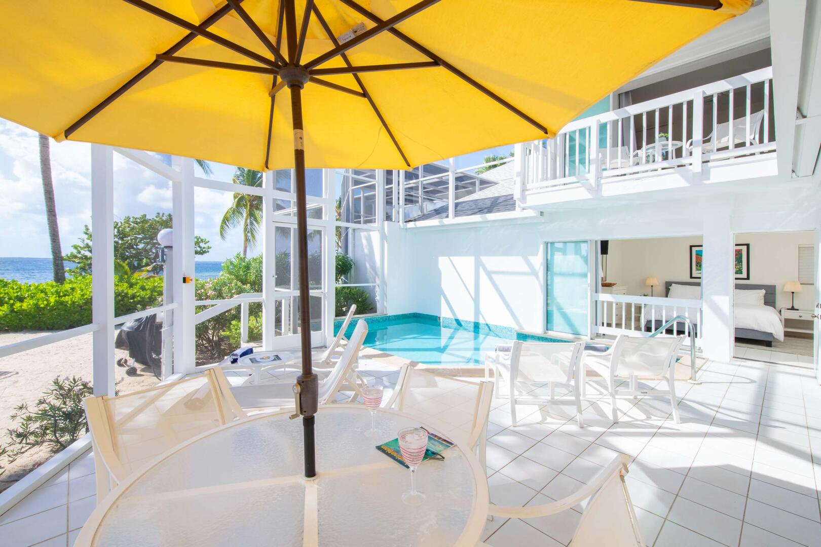 The second bedroom suite is just off the pool deck.