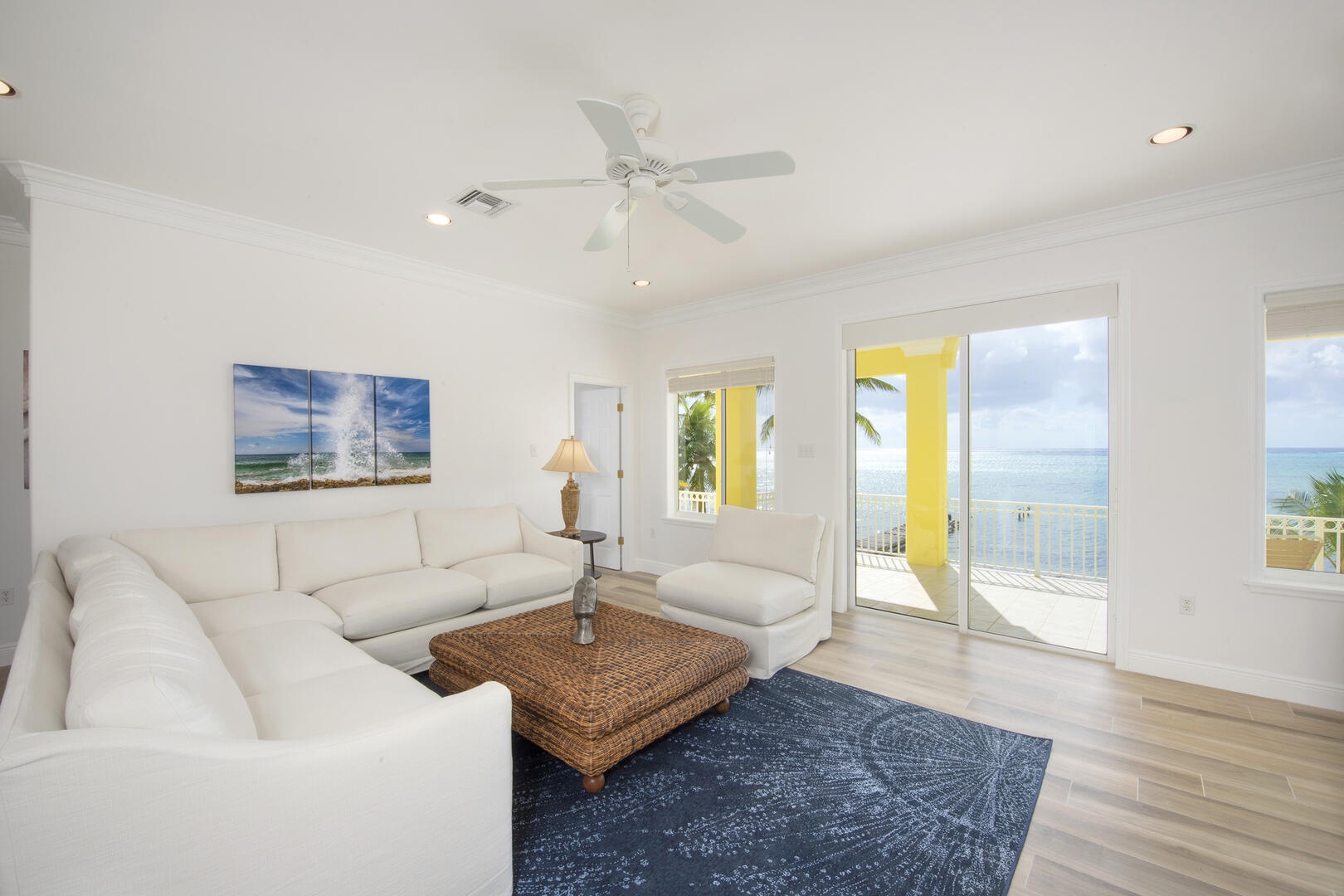 Upper level lounge with walk-out access to the dining balcony.