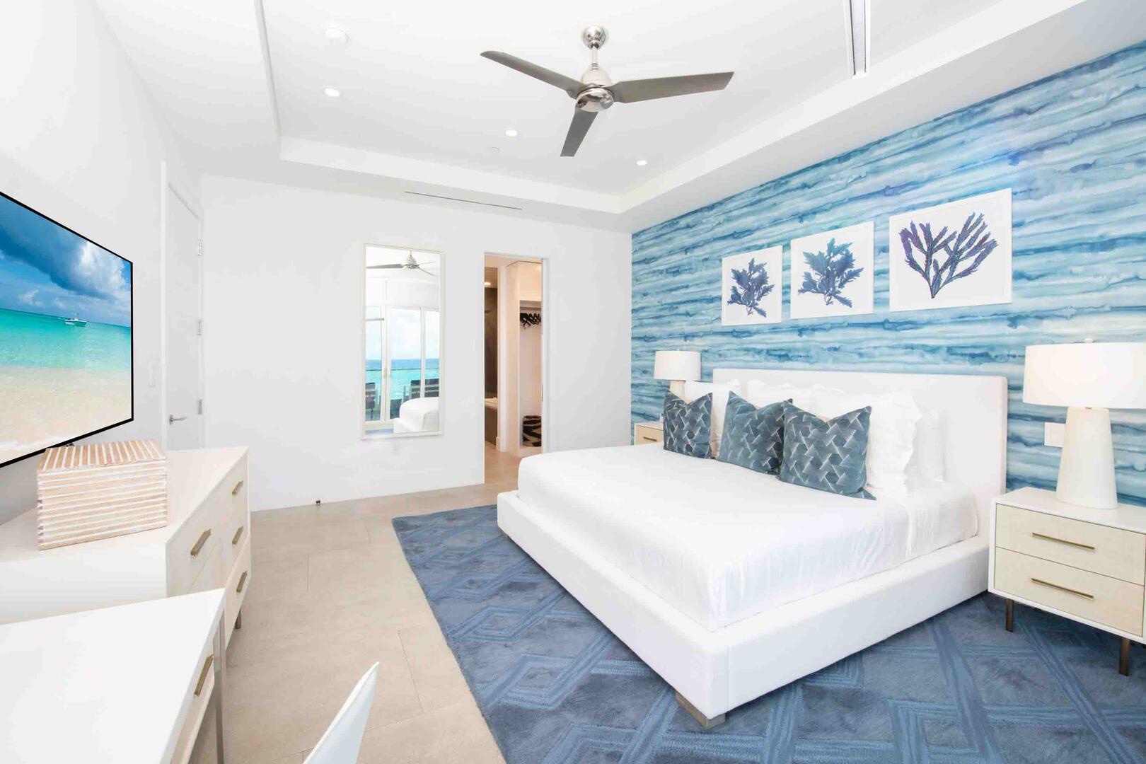 Primary Suite features a walk-thru closet leading to the ensuite bath.