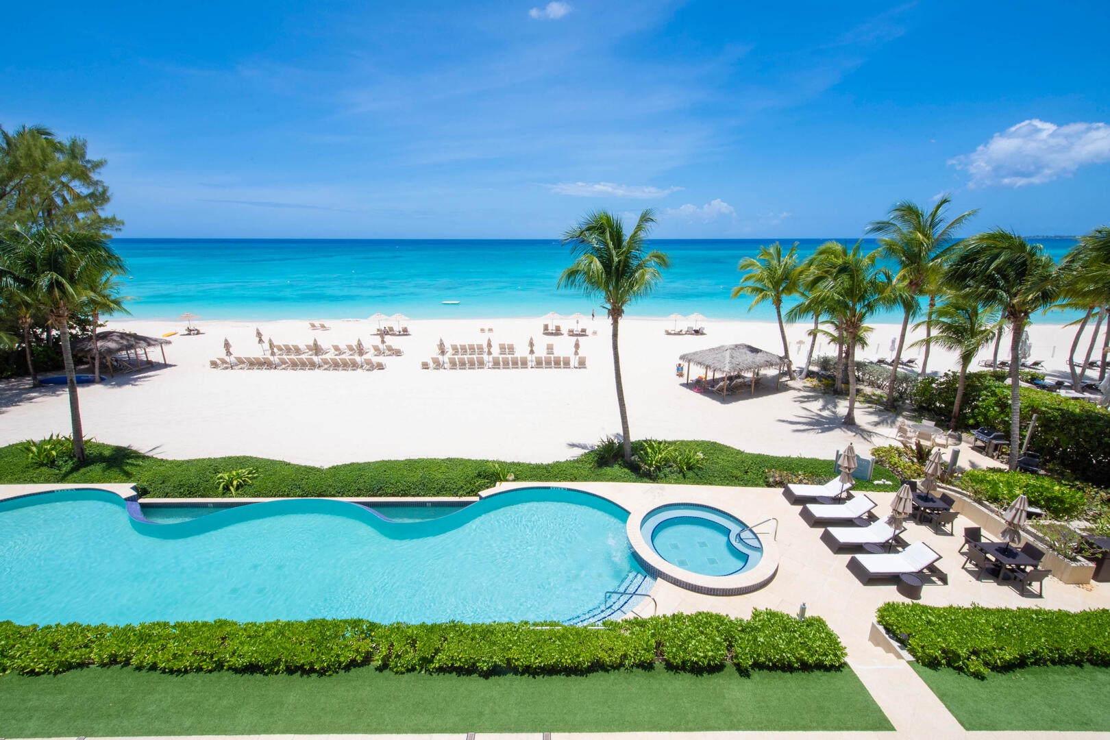 Pool with oceanfront views.