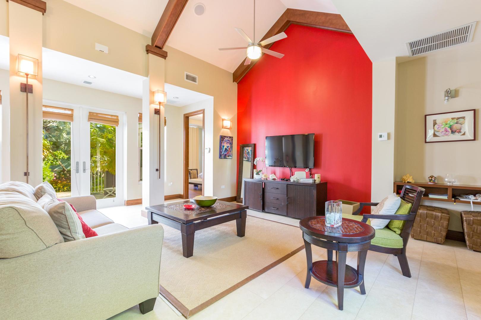 Pomegranate Cottage's living room with a flat screen TV