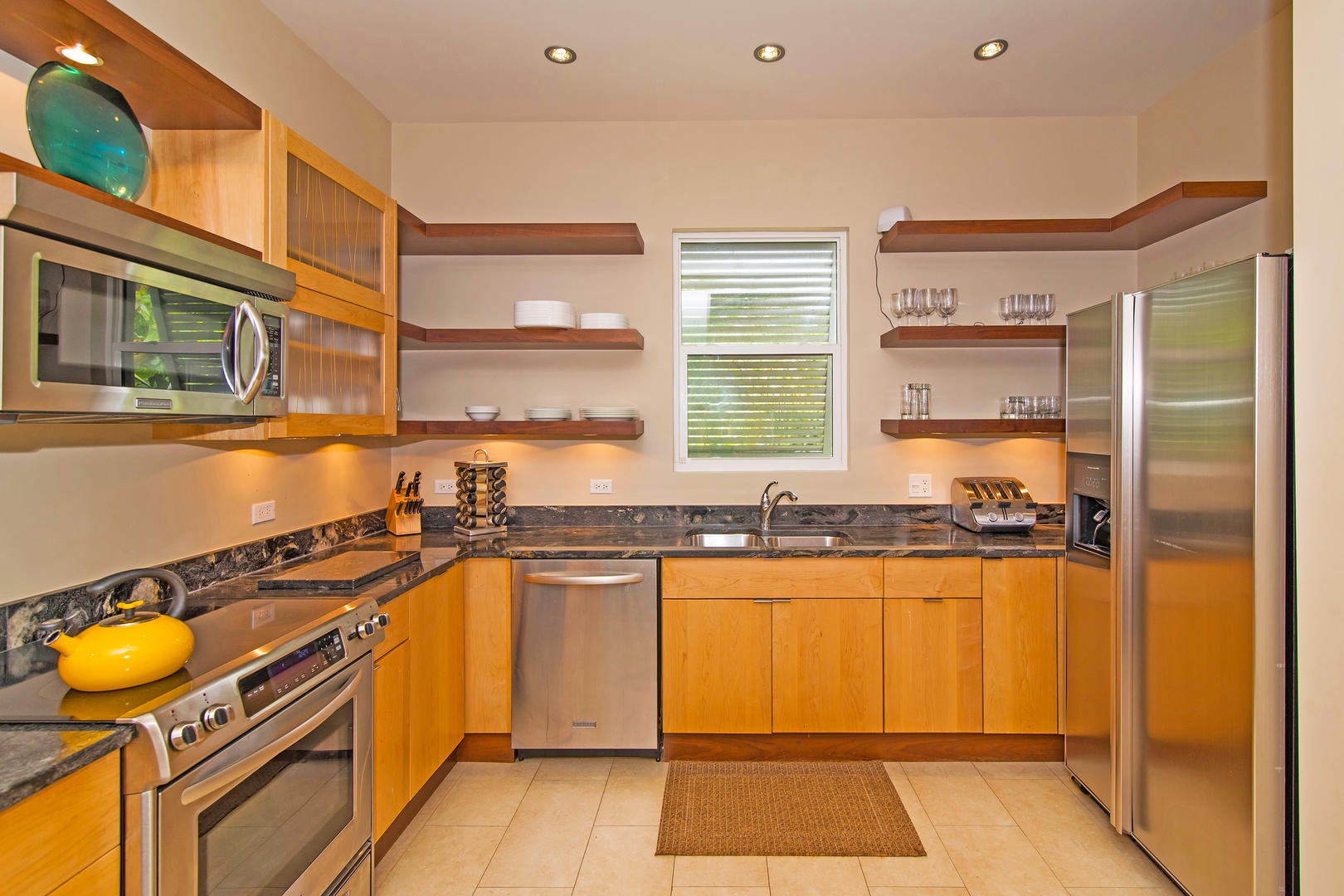 Modern kitchen and appliances.