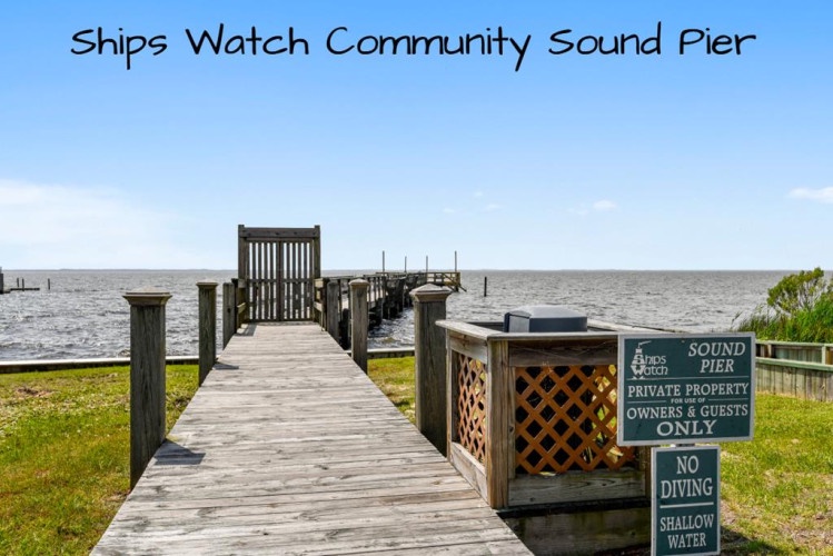 Ships Watch Community Sound Pier offers a private waterfront pier with covered seating and direct access to calm, scenic waters—perfect for fishing, crabbing, or simply enjoying peaceful coastal views.