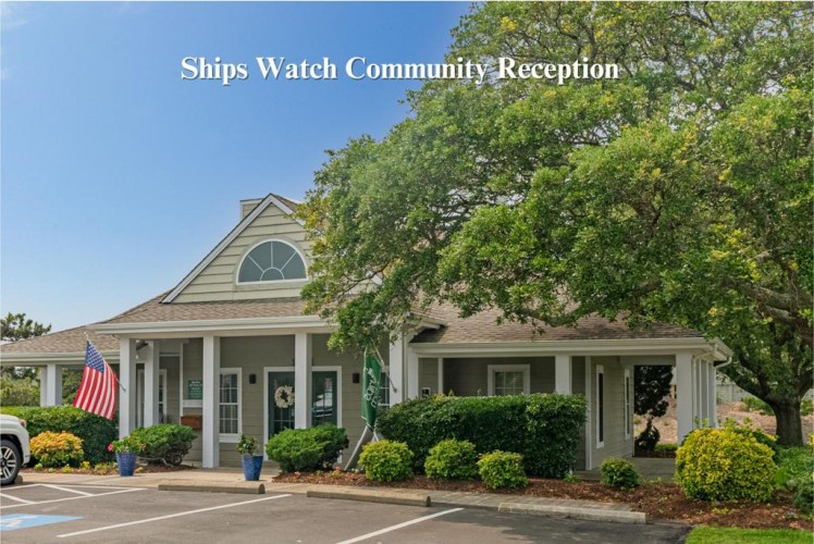 Ships Watch Community Reception building features classic architecture with white columns, set among mature trees and manicured landscaping in a peaceful neighborhood setting.