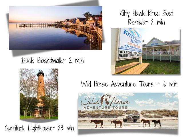Discover nearby attractions just minutes away, from peaceful waterfront boardwalks and historic lighthouses to exciting water sports and wild horse adventures along pristine beaches.