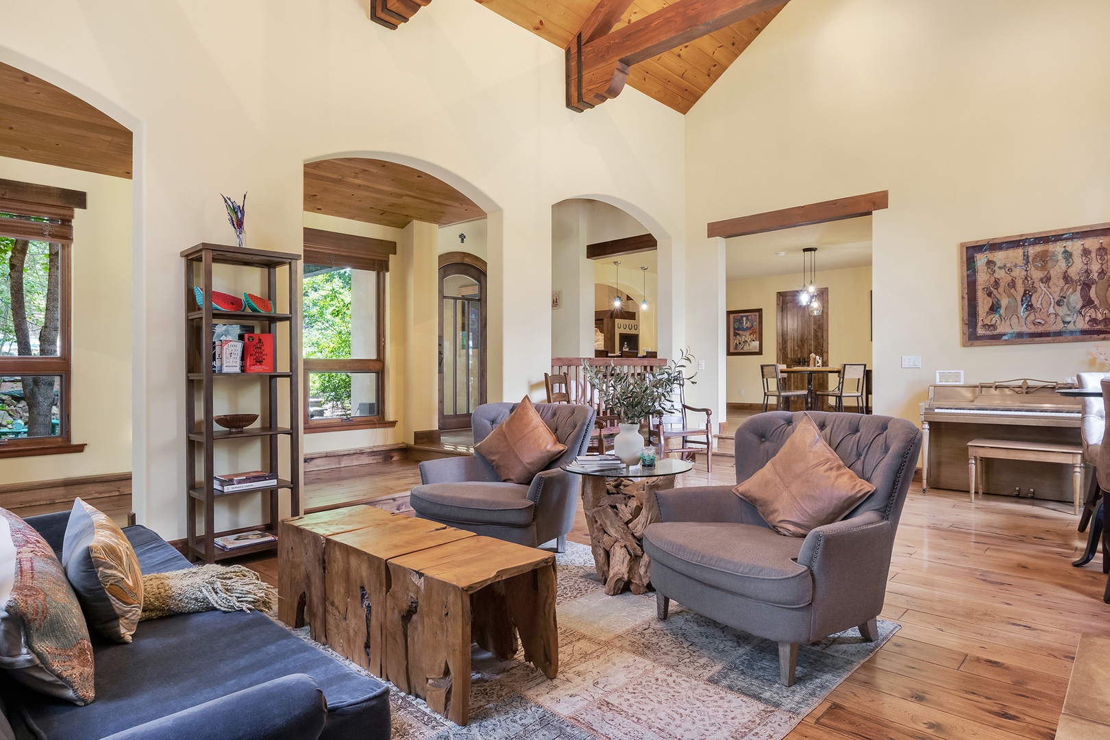 Sitting room with fireplace and cozy seating