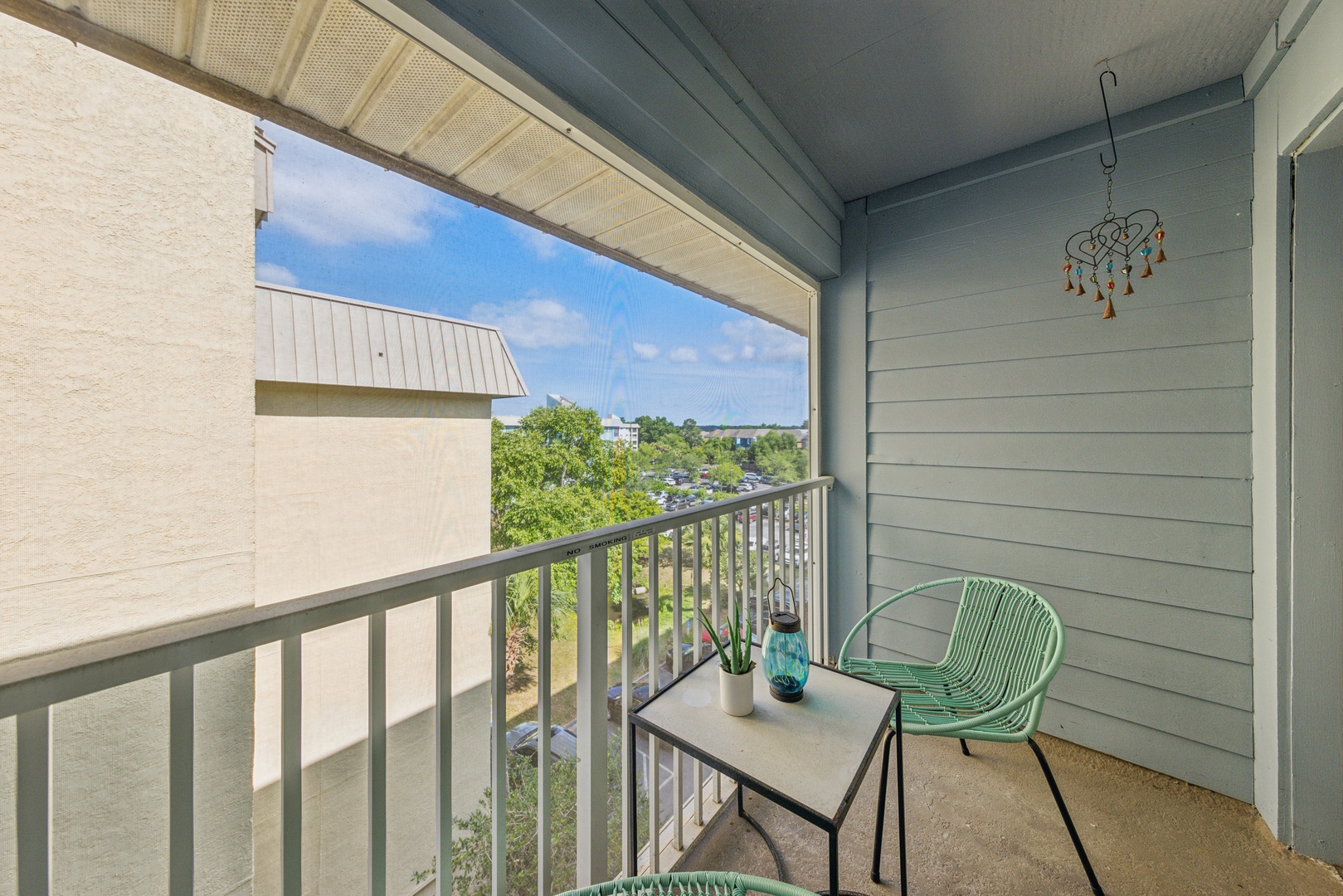 The balcony is perfect for relaxing and breathing in the fresh air