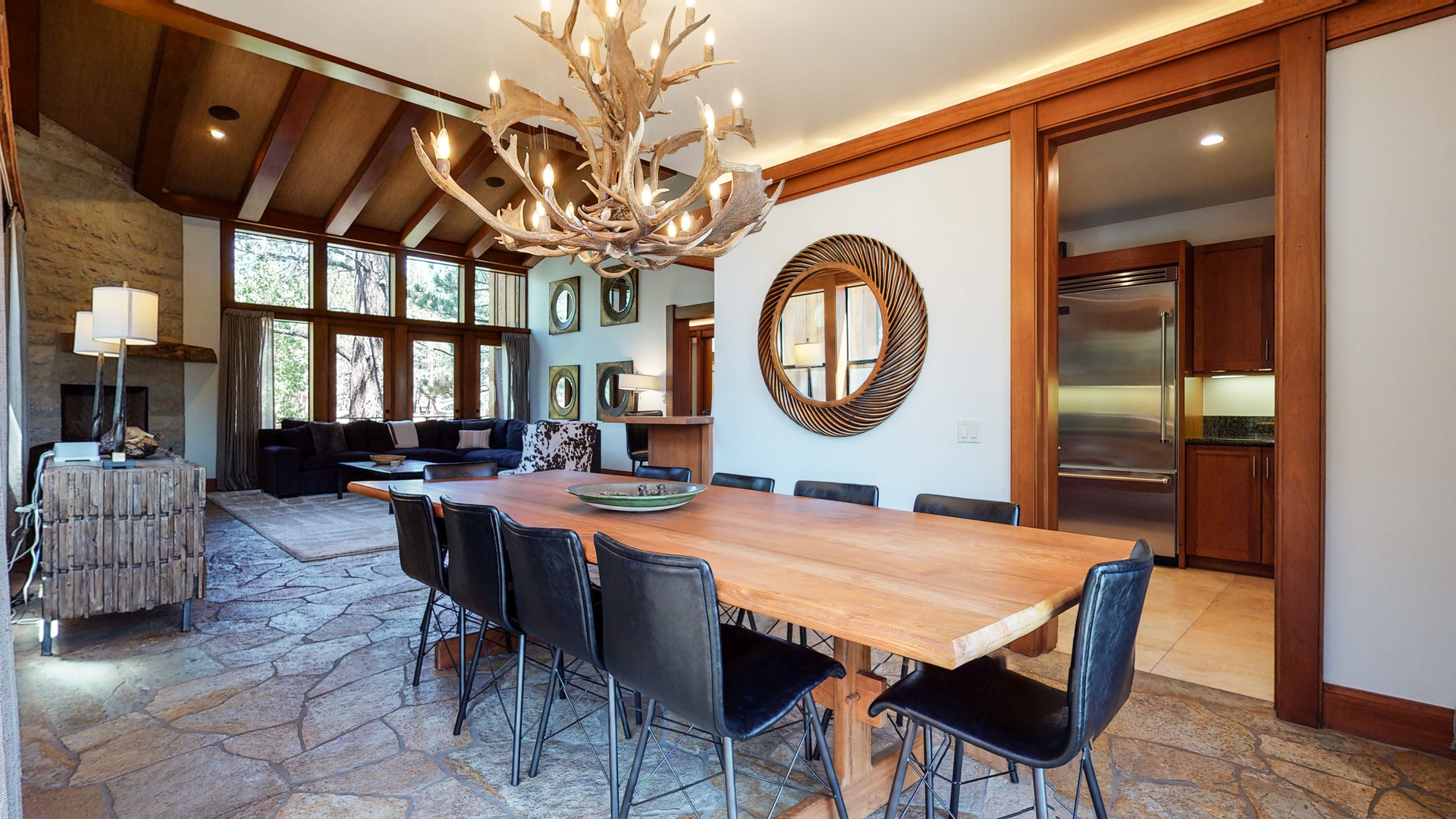 Spacious dining room table fit for 10
