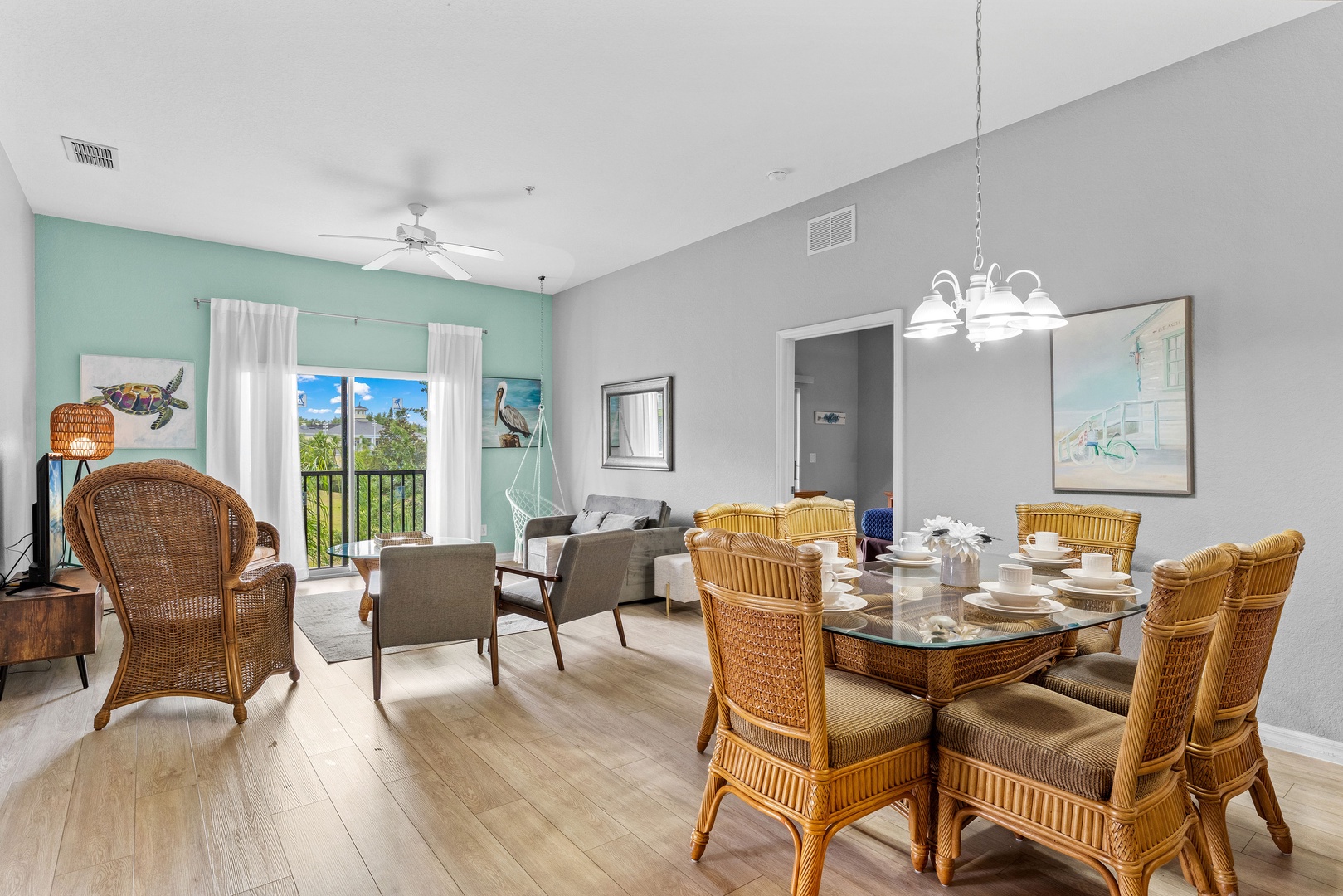 Gather for meals together at the dining table, seating 6