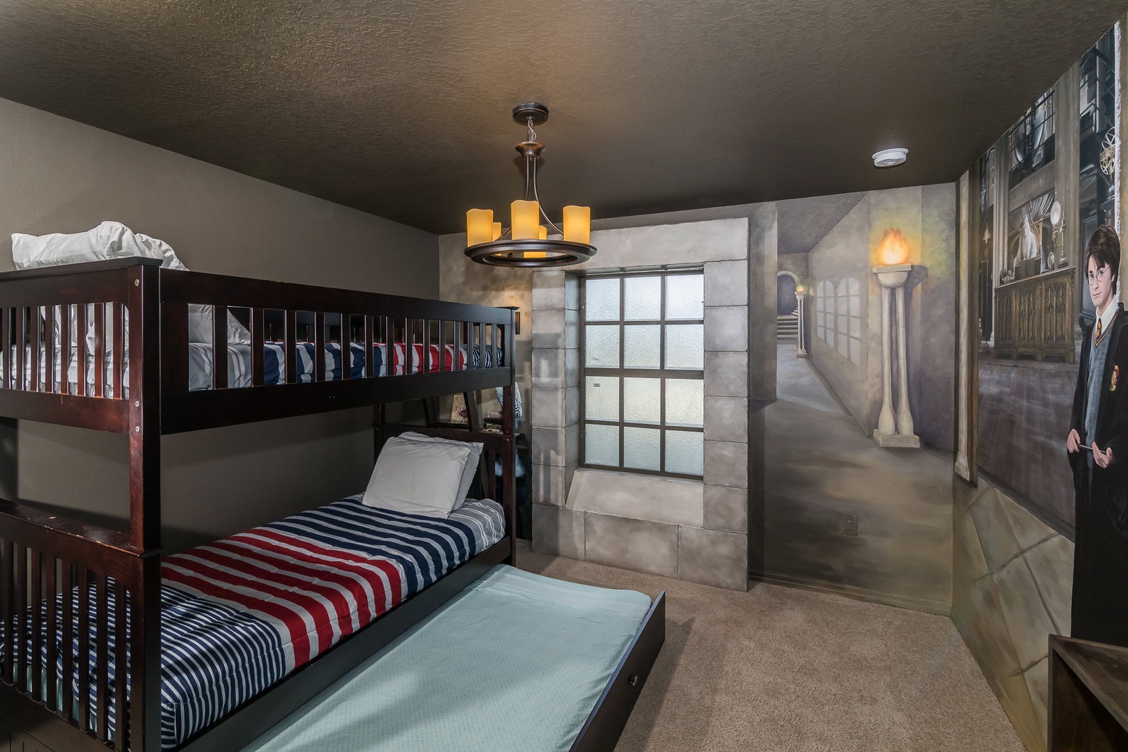 Bedroom 4 Harry Potter themed with Twin/Twin bunk bed + Twin trundle, and TV (2nd floor)