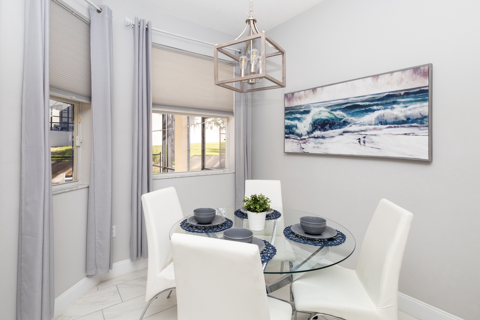 Start your day in the charming breakfast nook with seating for 4