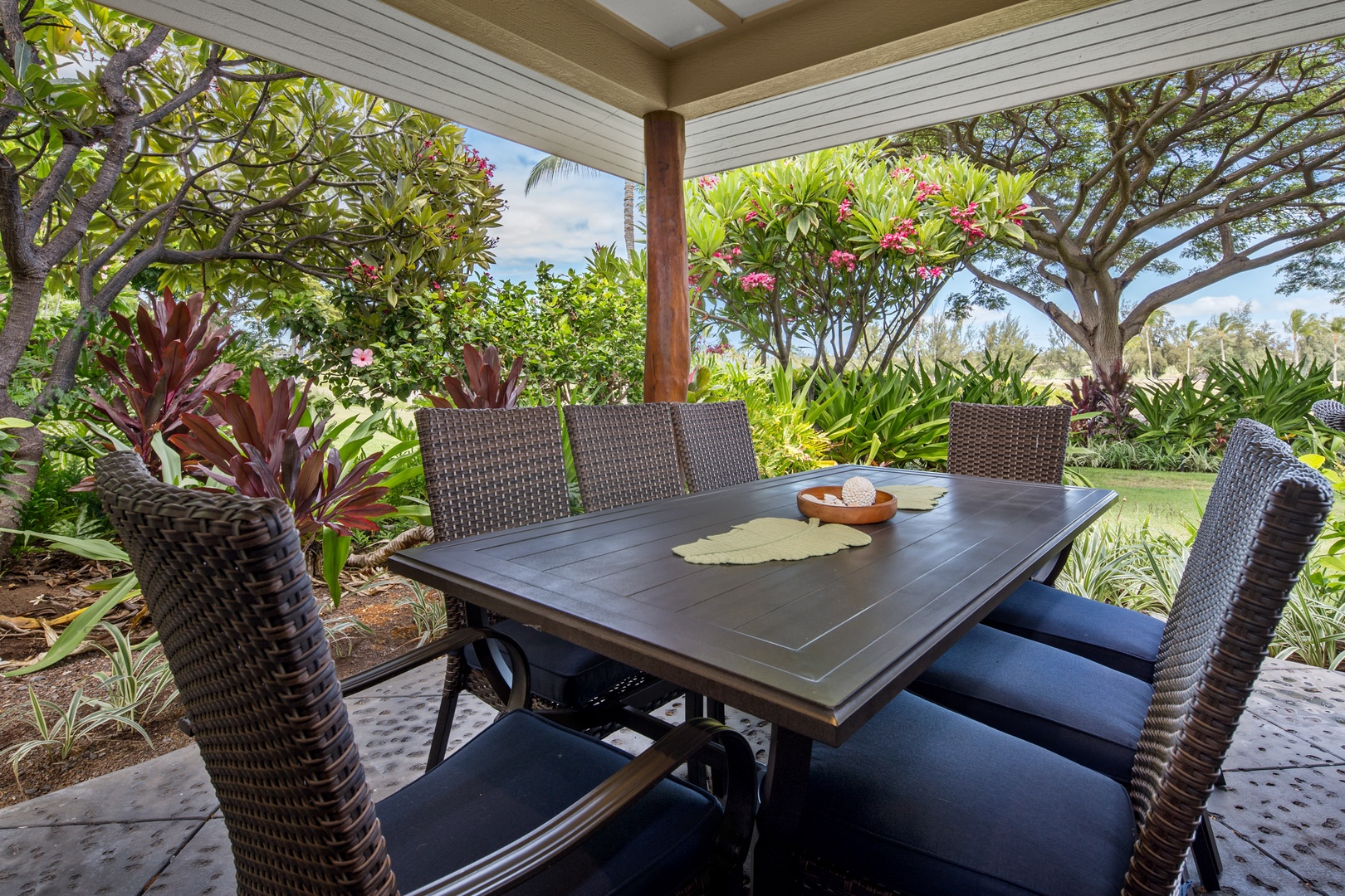 Lanai with outdoor seating and grilling area