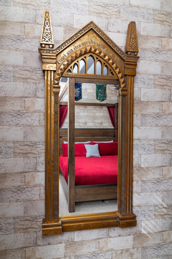 Bedroom 1 Harry Potter themed with King bed, TV, and en suite (1st floor)