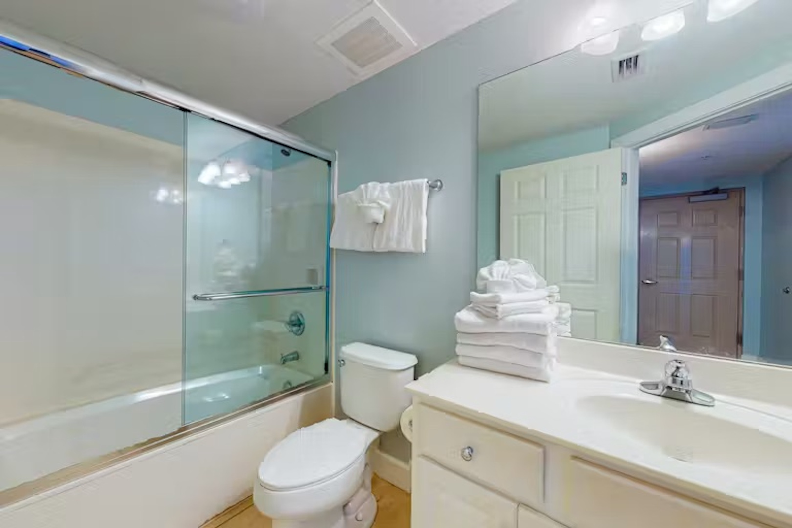 The second full bath offers a single vanity & shower/tub combo