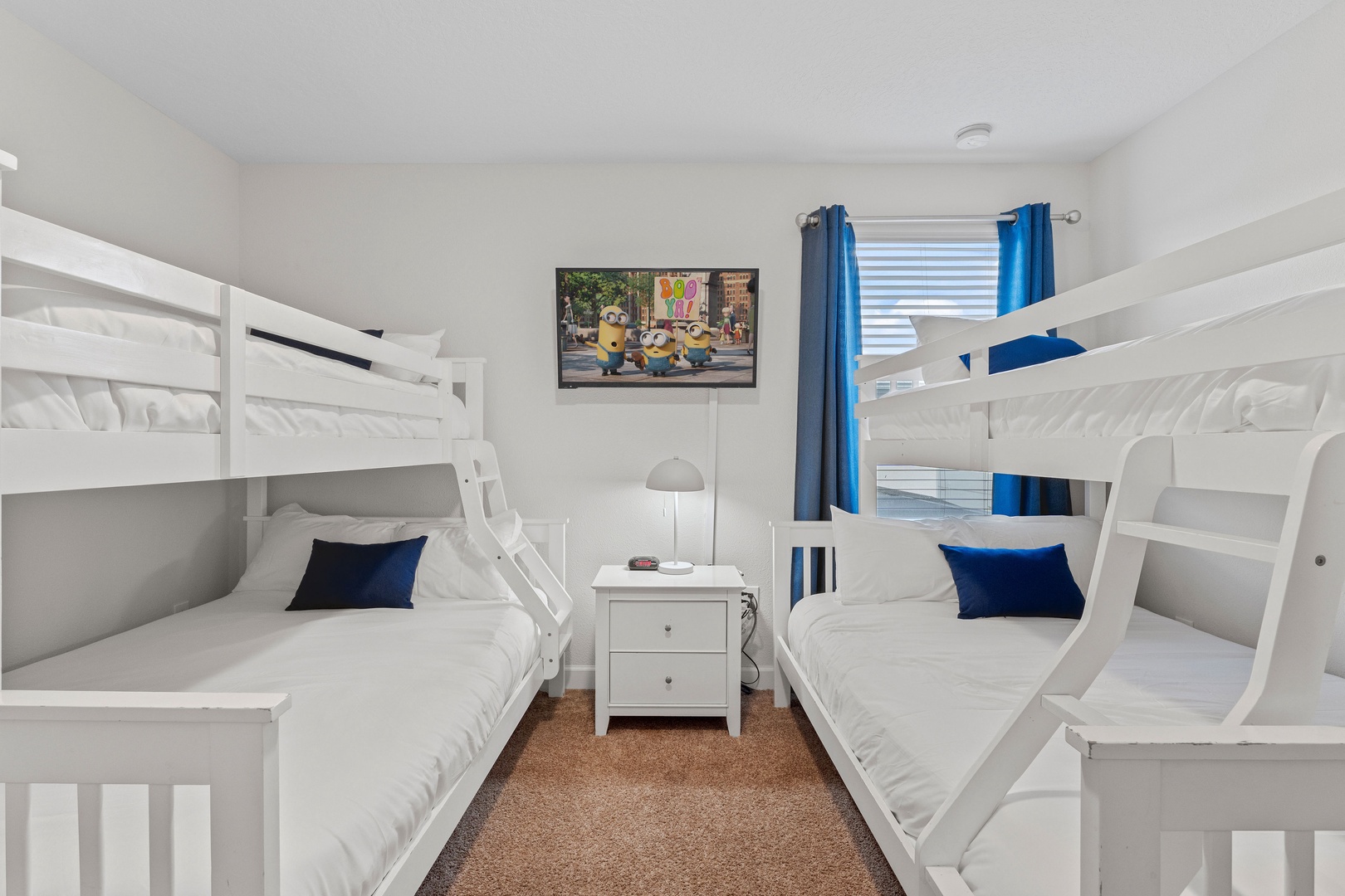 Bedroom 3 with 2 twin/full bunk beds and TV