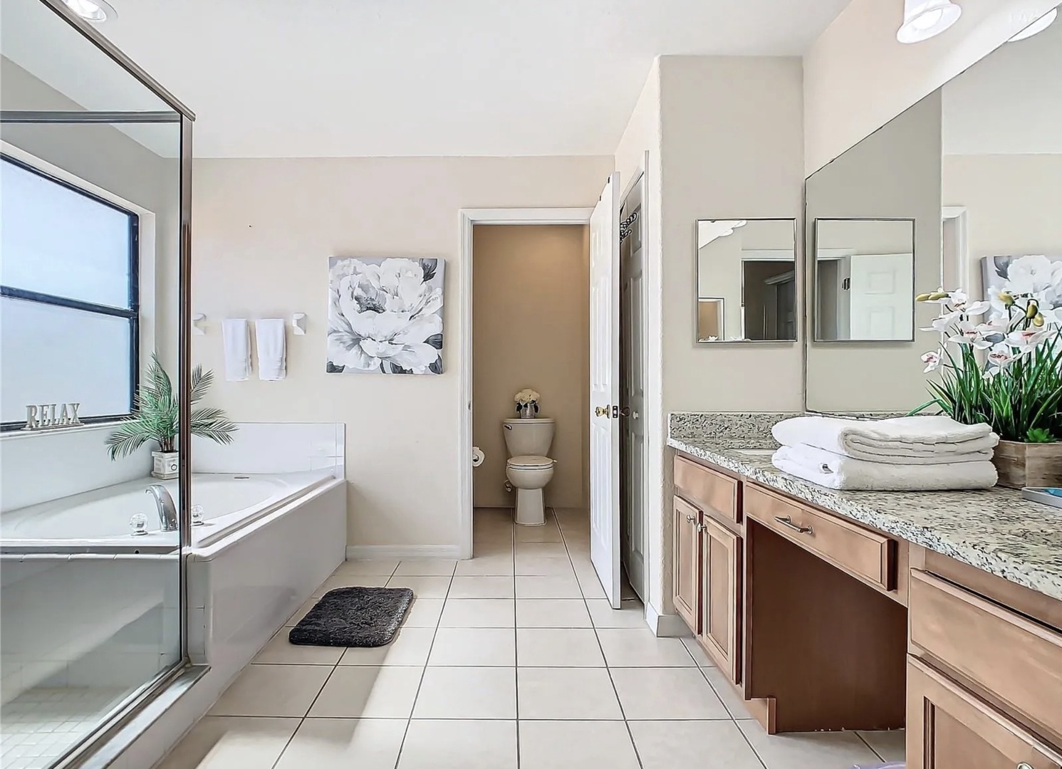 Ensuite bathroom with separate shower and tub