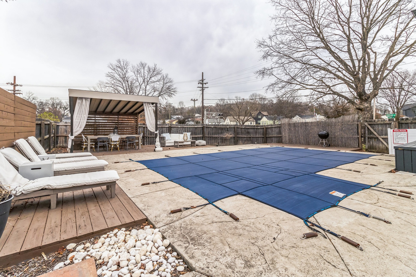 Back yard with private pool and entertainment area