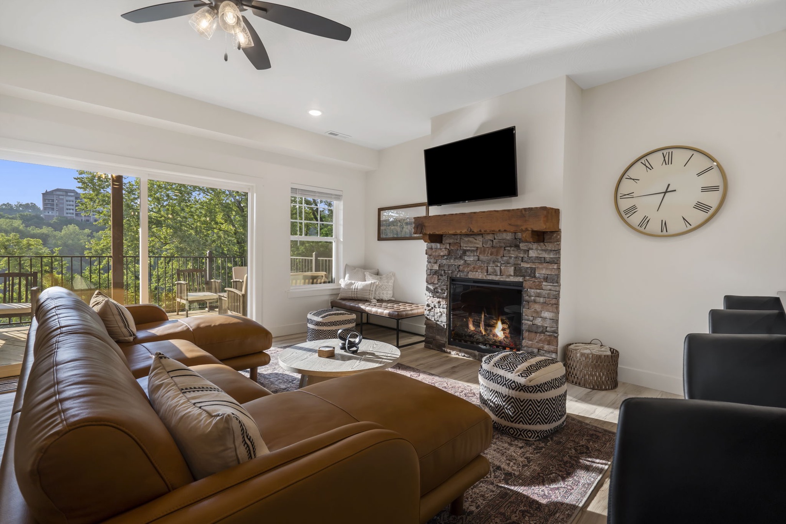 Curl up for a movie by the fireplace or to enjoy the amazing view in comfort