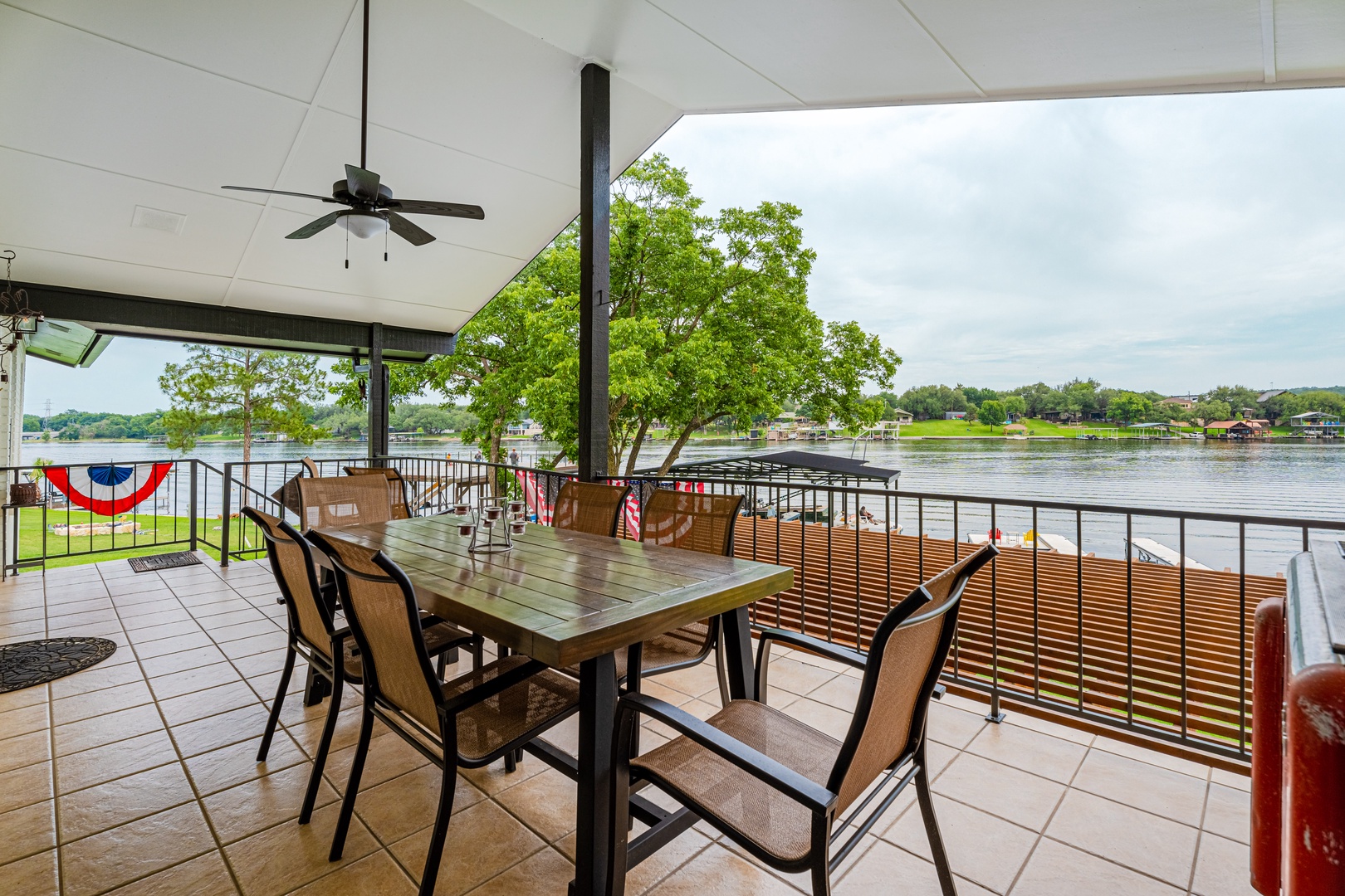 Upstairs patio with water view