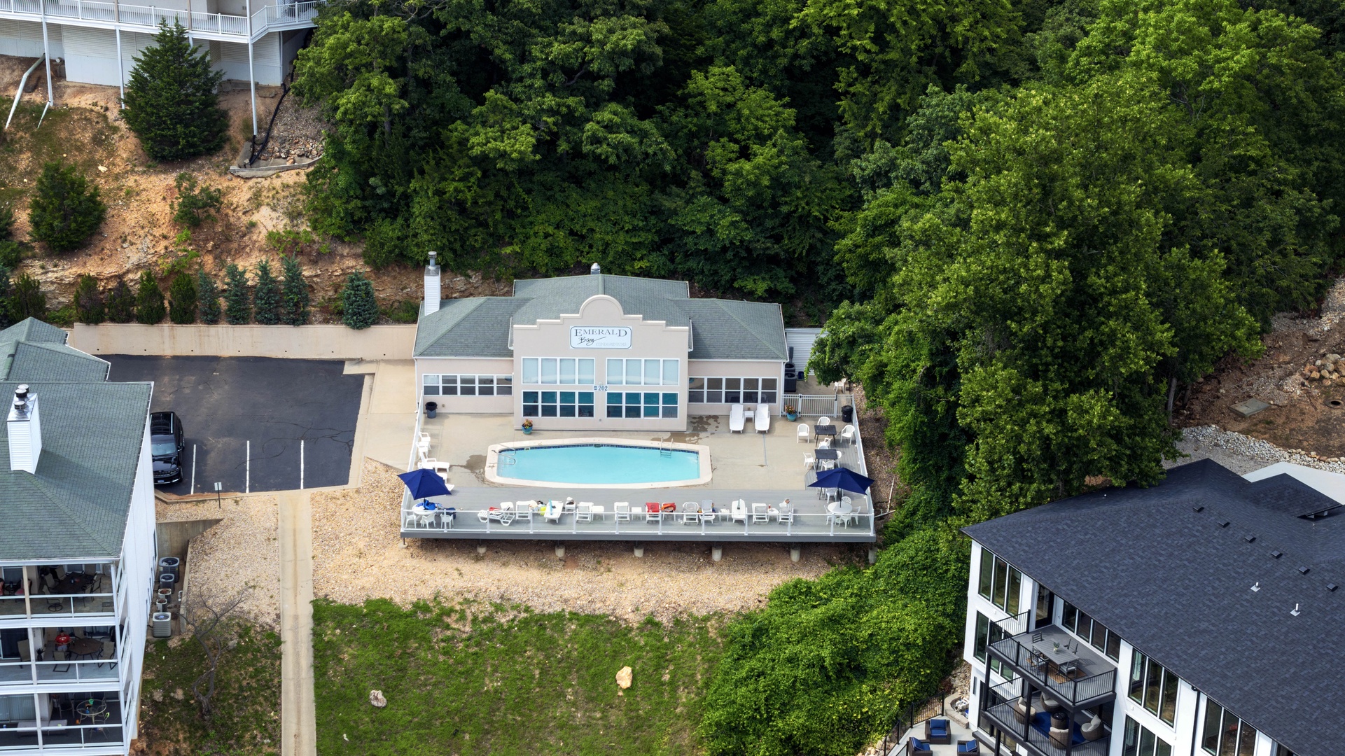 One of two community pools