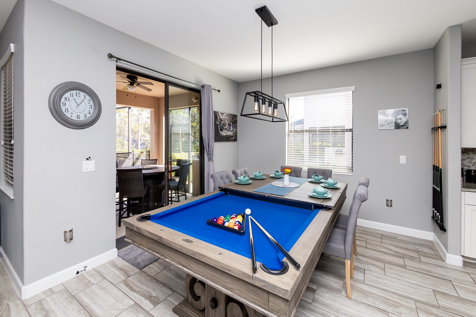 Dining meets play: a table that’s dinner by day, pool by night!