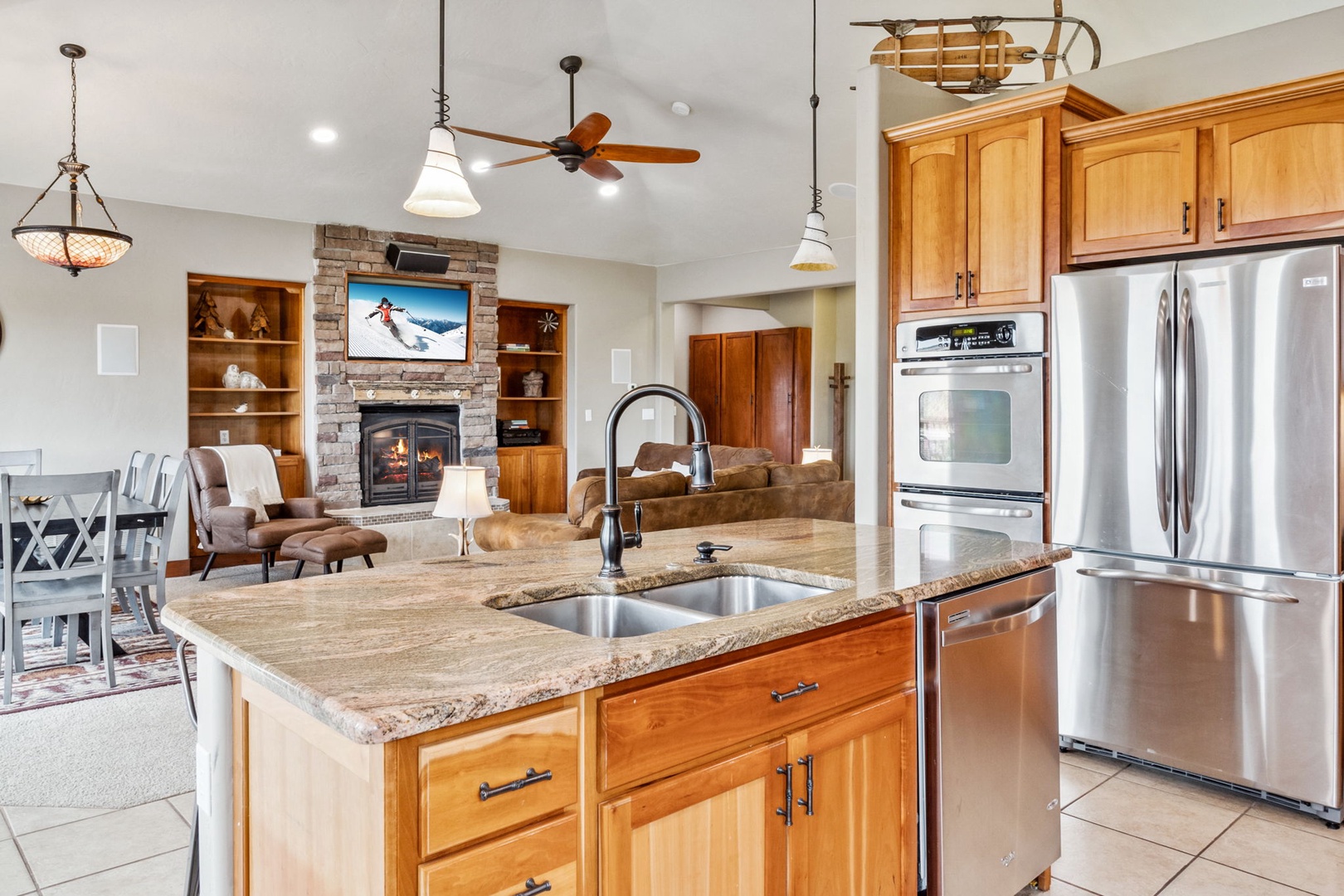 The open, airy kitchen offers ample space & all the comforts of home