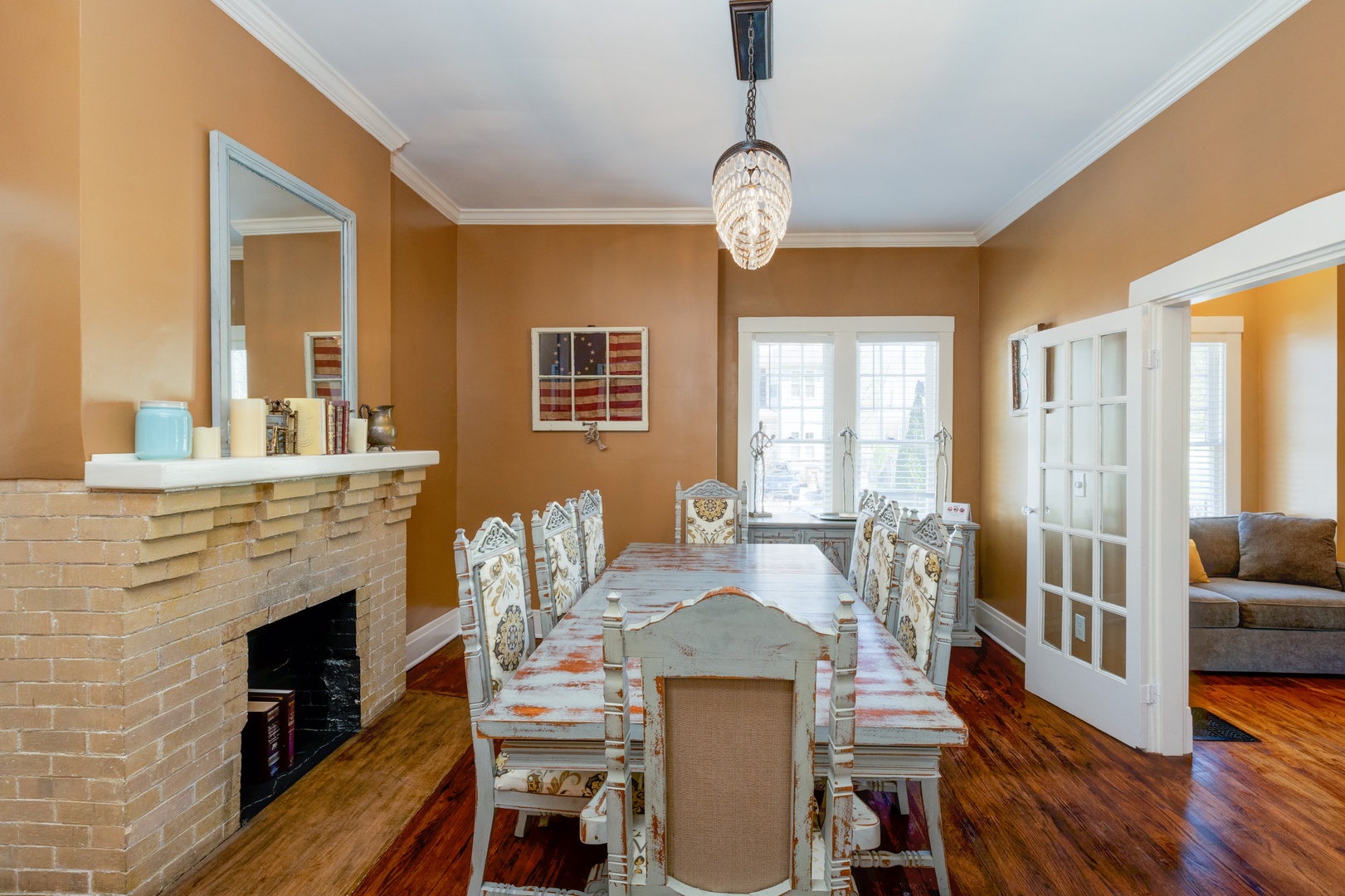 Dining table with seating for 8