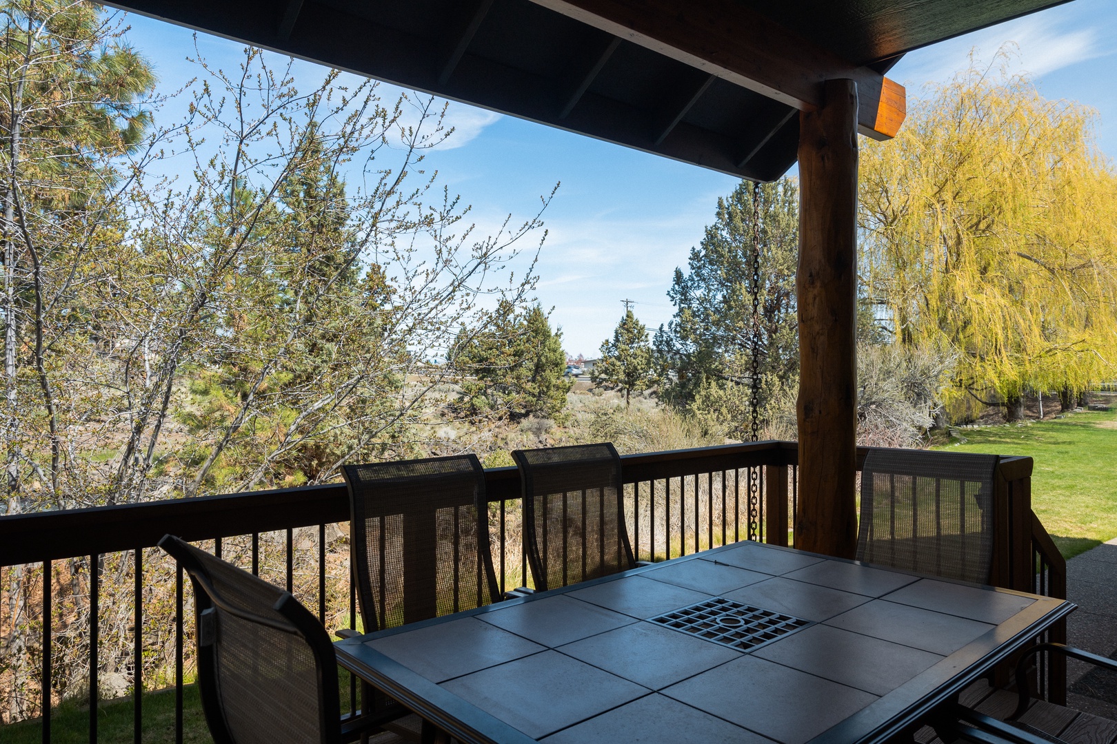 Dine al fresco on the deck surrounded by the soothing sounds of nature