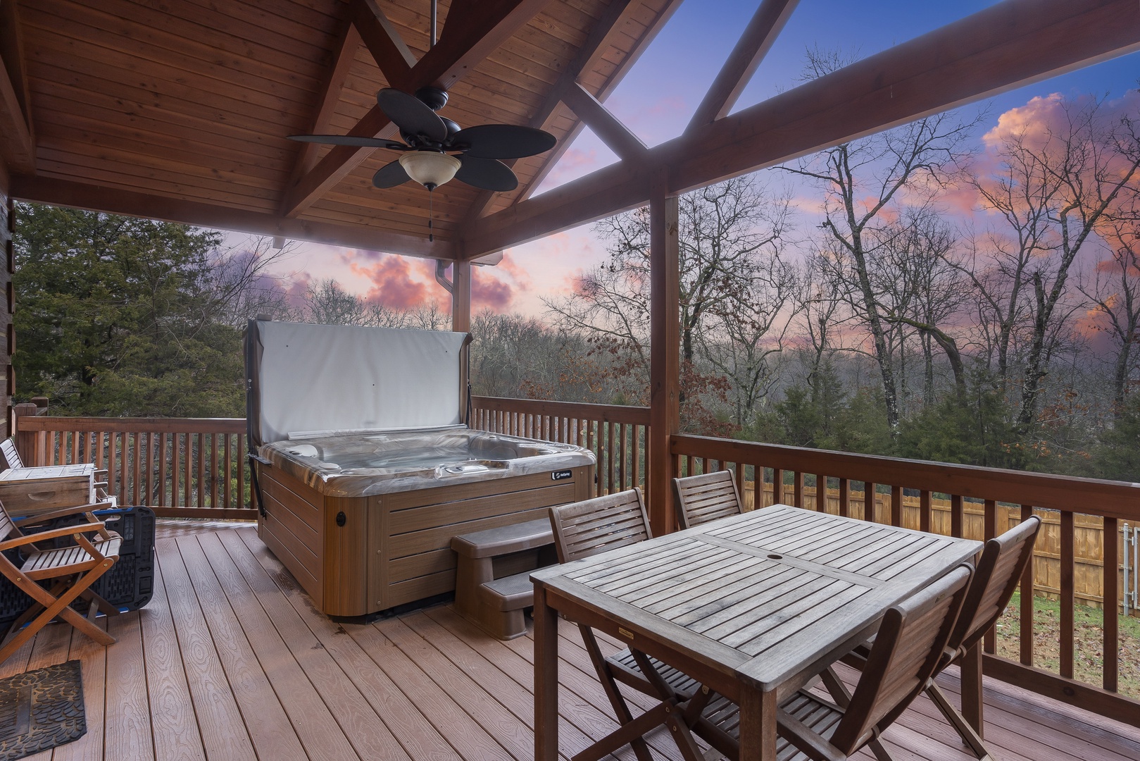 Indulge in the seclusion of the private hot tub