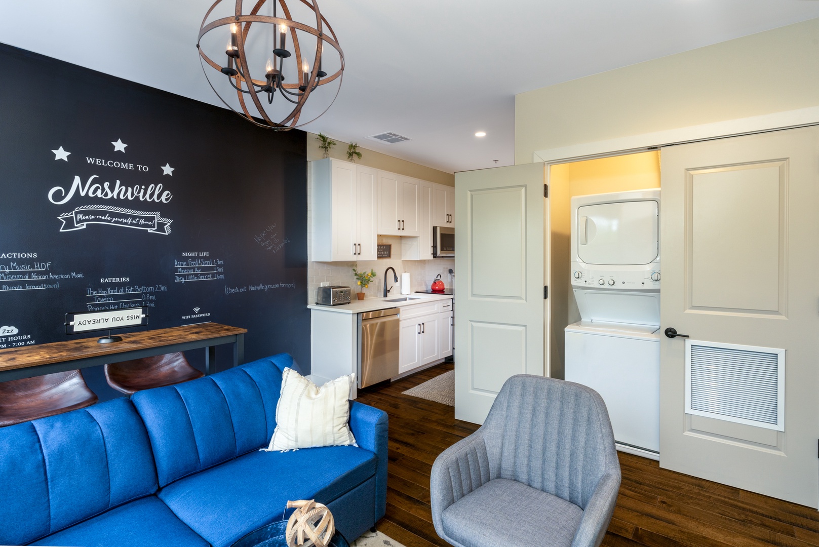 Enjoy the convenience of private laundry, tucked away off the Living Room