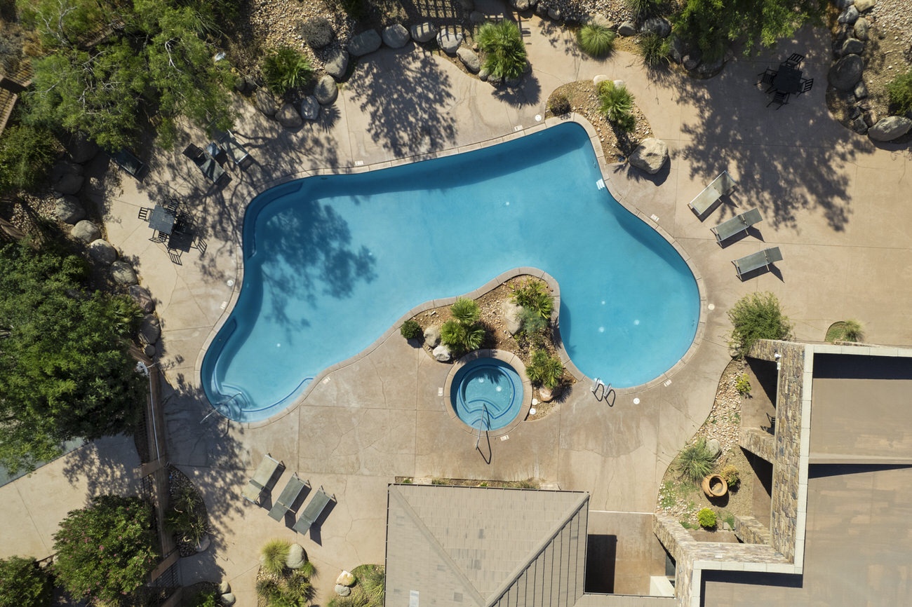 Aerial View of the Resort Community Pool and Hot Tub