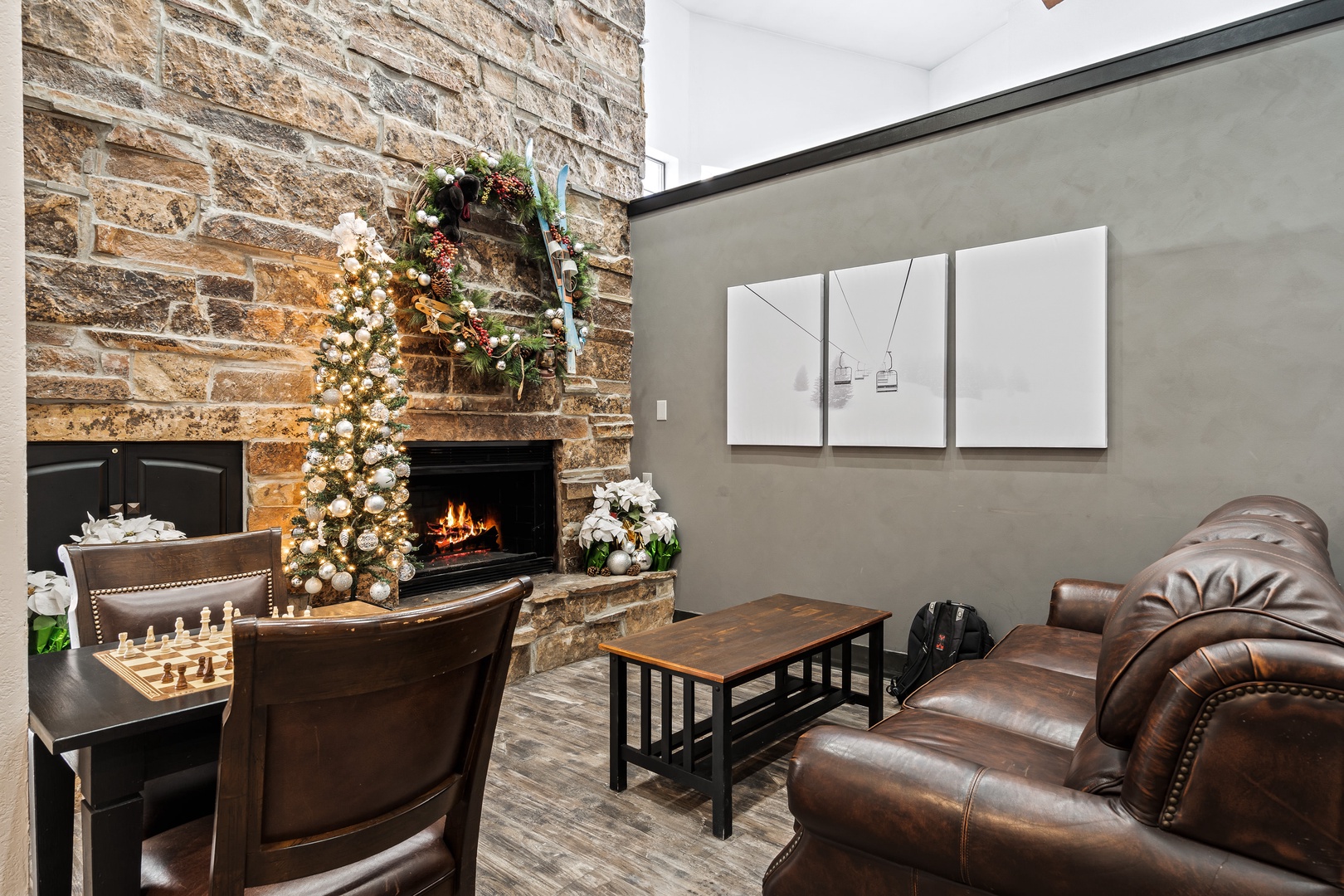 Carriage House Lounge Area w/ Fireplace and Comfy Couches