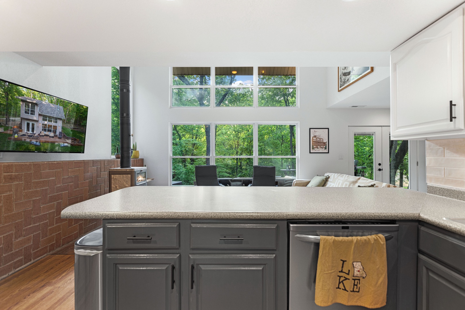 The open, airy kitchen offers ample space & all the comforts of home