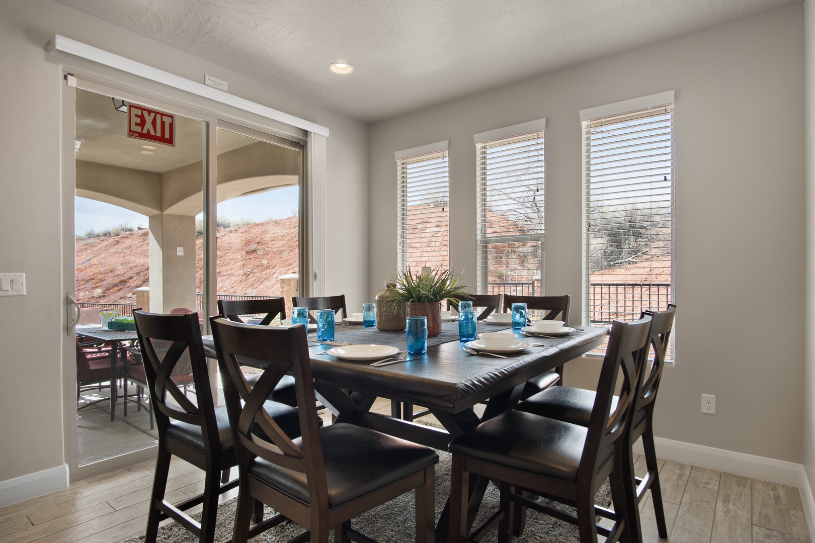 Dining table with seating for 8