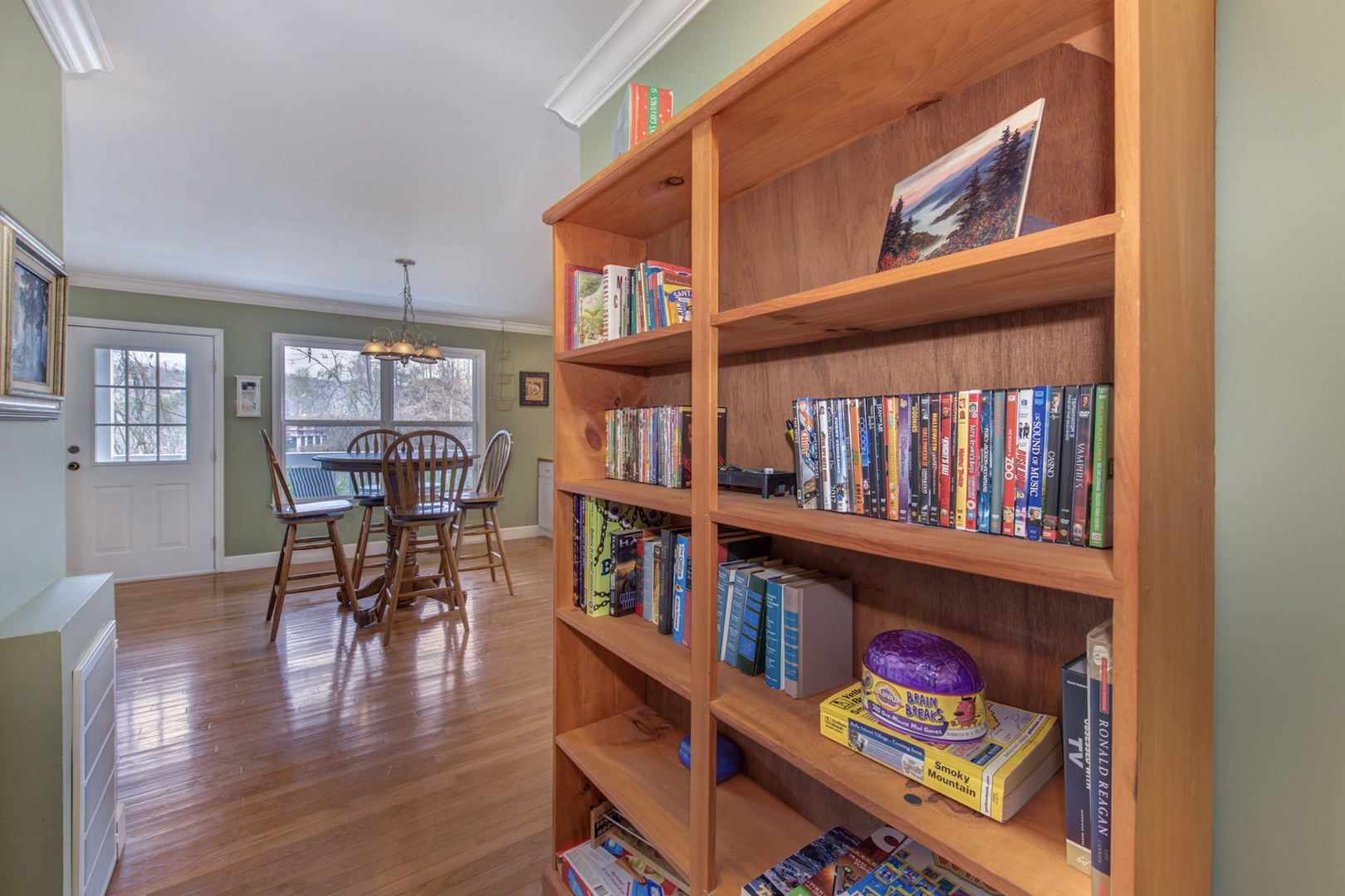 Select a movie, a book, or a game from the shelf for hours of delightful family fun