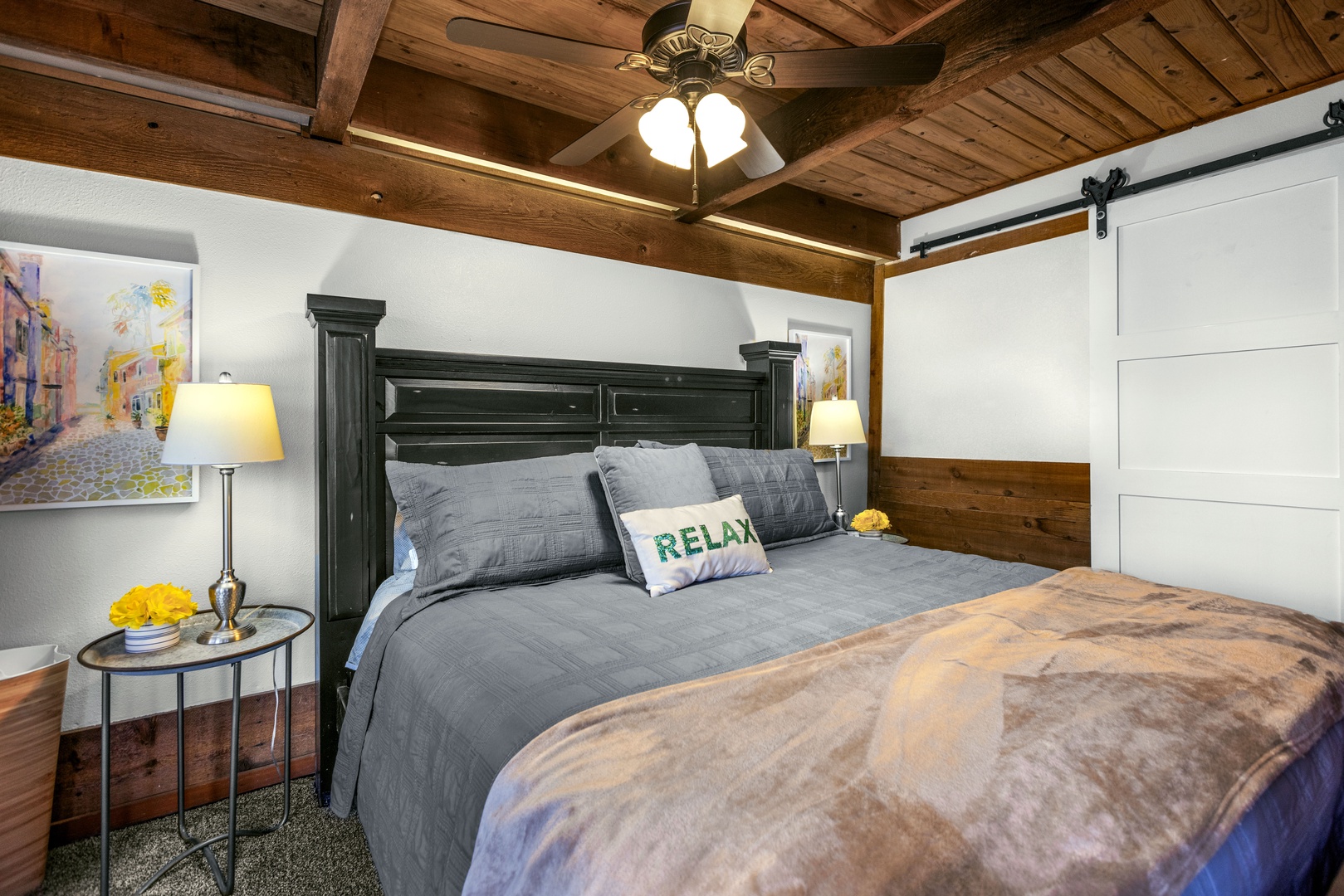 A regal king-sized bed is available in this luxurious suite