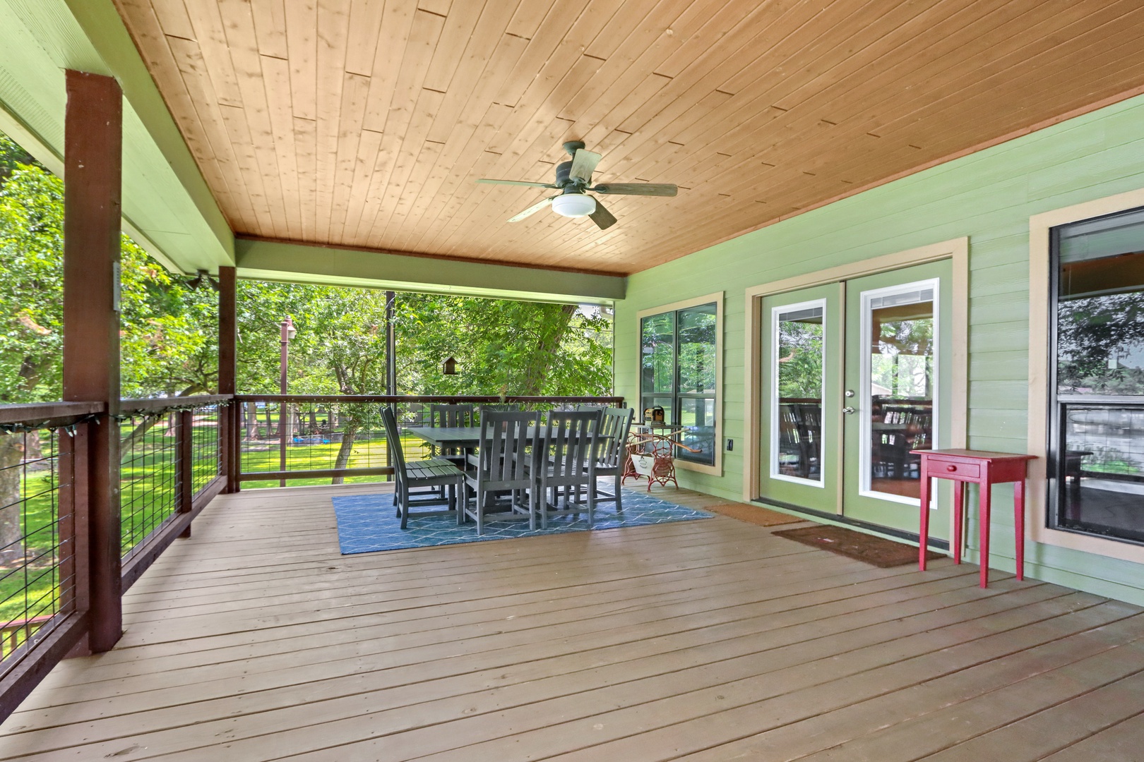 The upper-level deck is the perfect spot for relaxing dinners and drinks