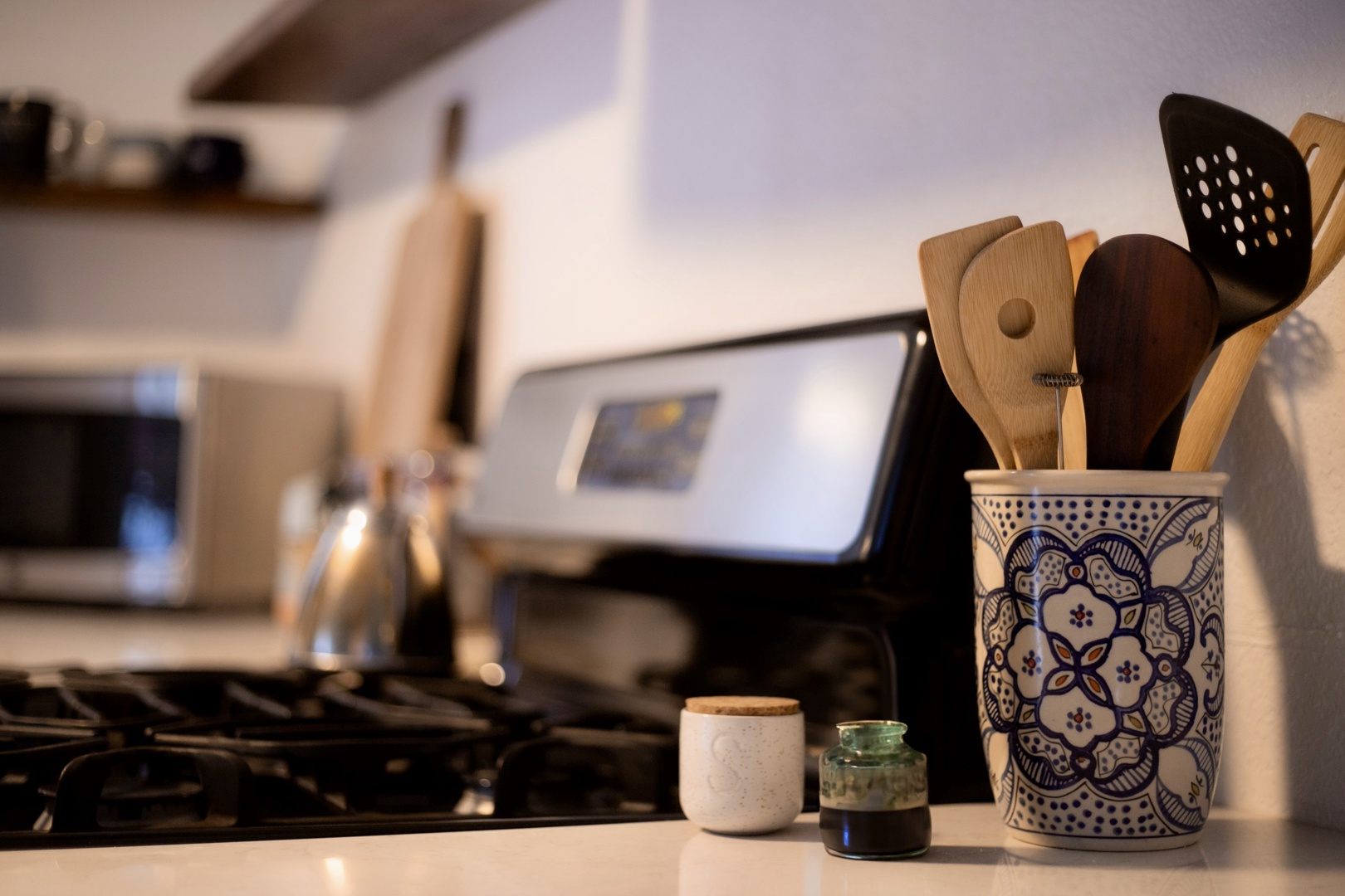 The open, airy kitchen offers ample space & all the comforts of home