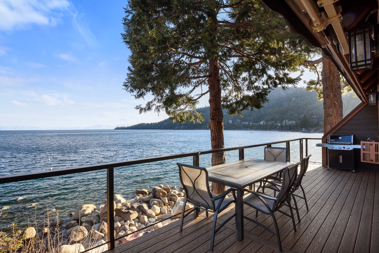 Gorgeous views from lakefront deck off of living room and dining area