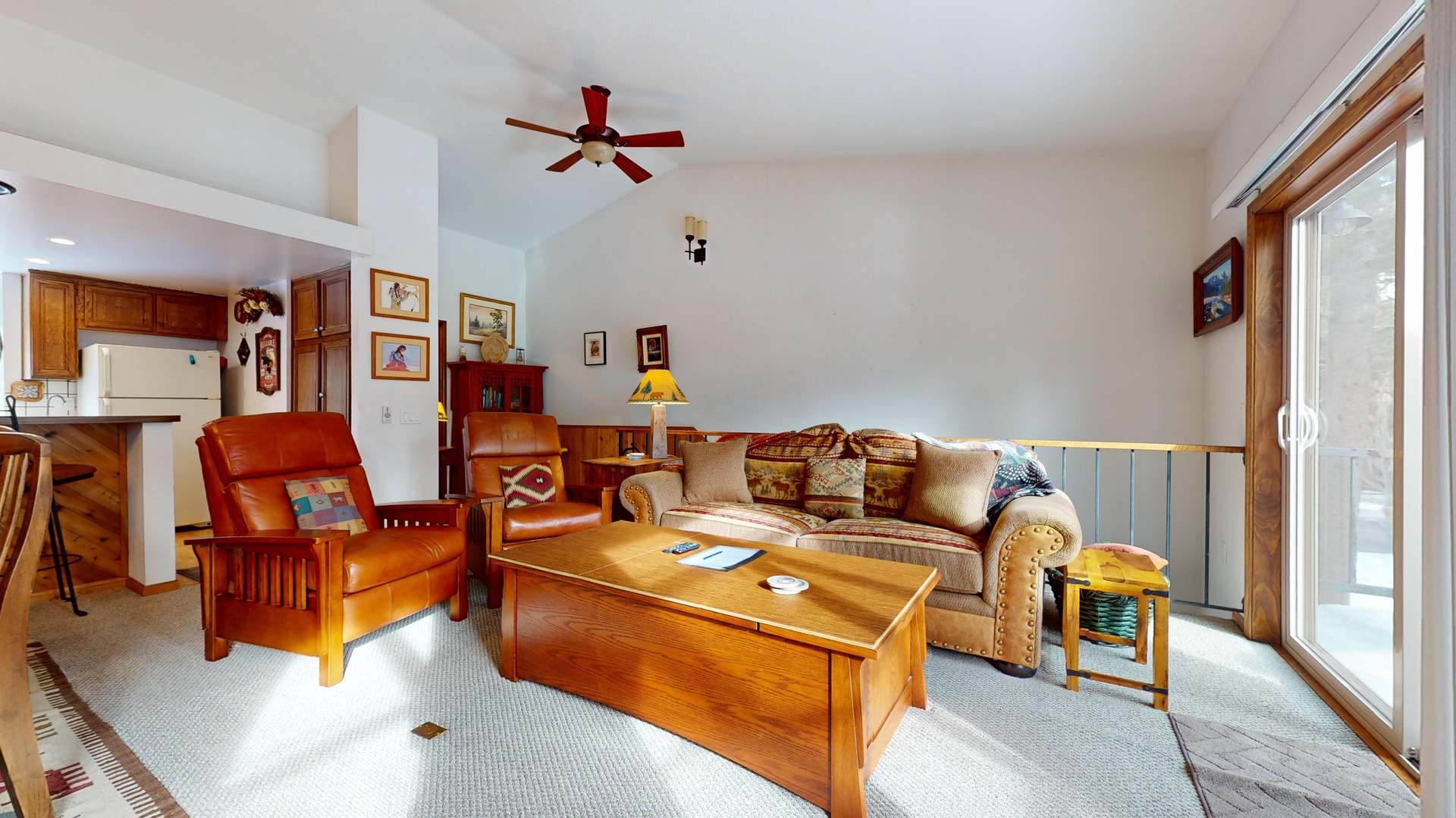 Living space with Smart TV, and breakfast room