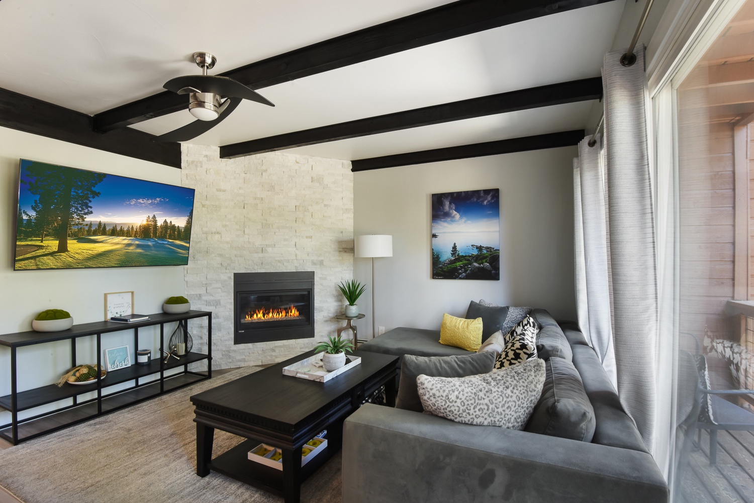 Stream all your favorite entertainment & enjoy the fireplace in the living room