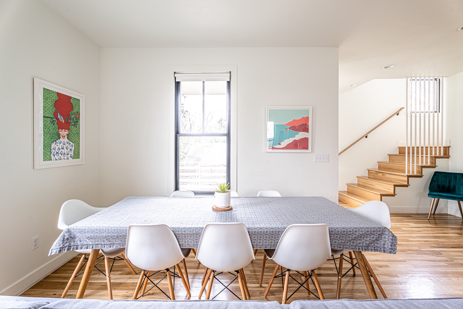 Dining table with seating for 8