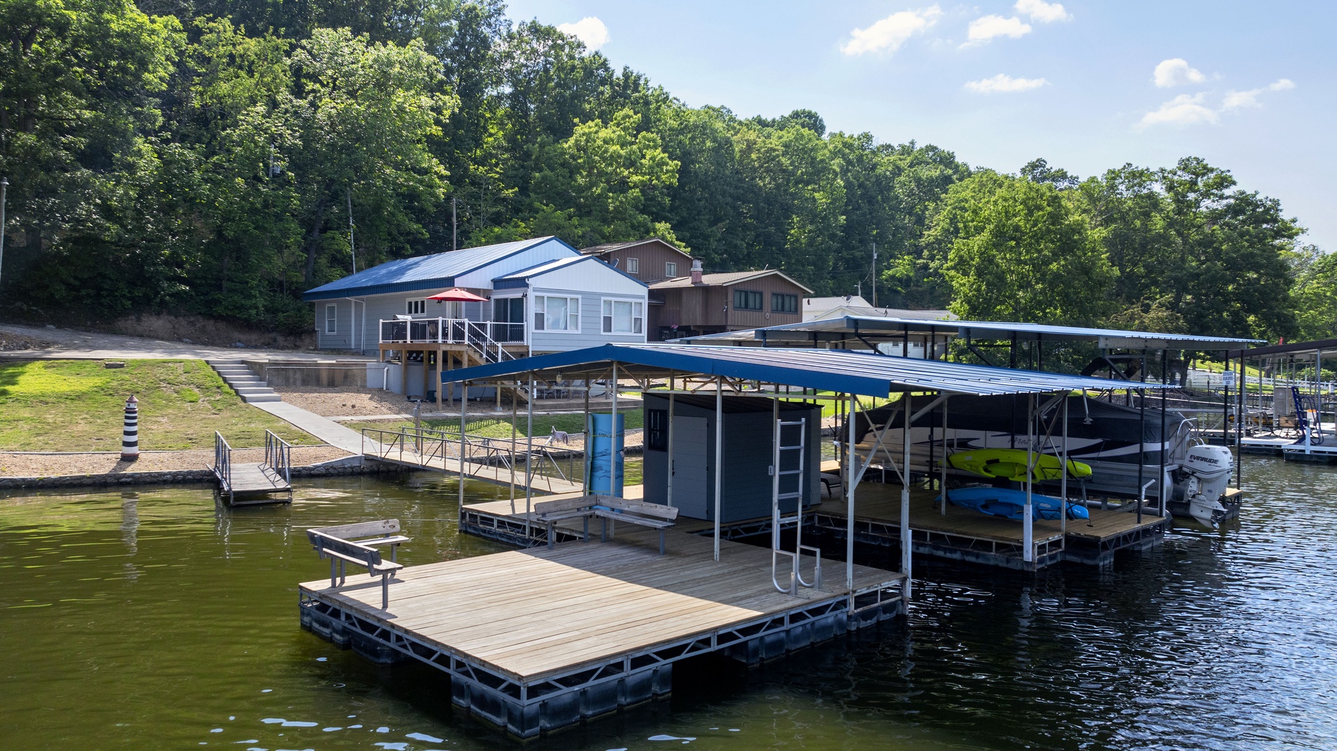 Private dock with swim platform. Perfect for lounging