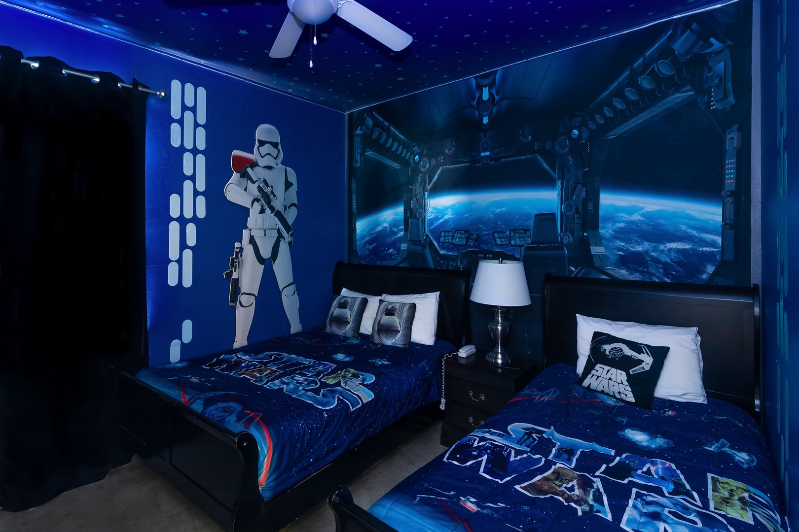 Bedroom 4 Star Wars themed with Full bed, Twin bed, and TV (2nd floor)